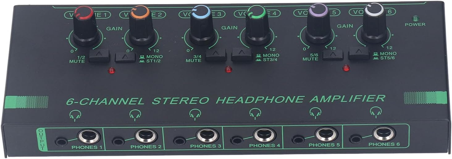 6-Channel Headphone Amplifier with 3.5mm & 6.35mm Jacks