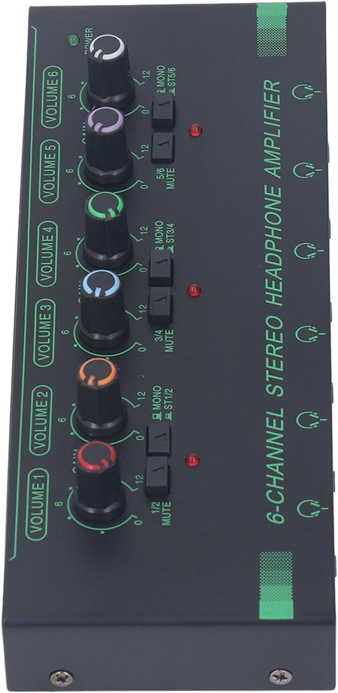 6-Channel Headphone Amplifier with 3.5mm & 6.35mm Jacks