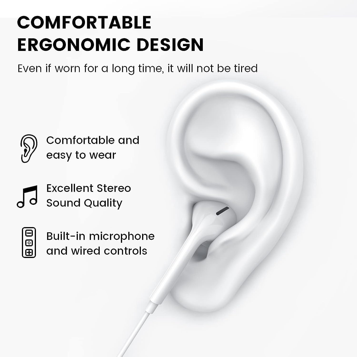 USB C Headphones iPhone 17 16 15 Samsung S25 Wired Earphones Mic 70C