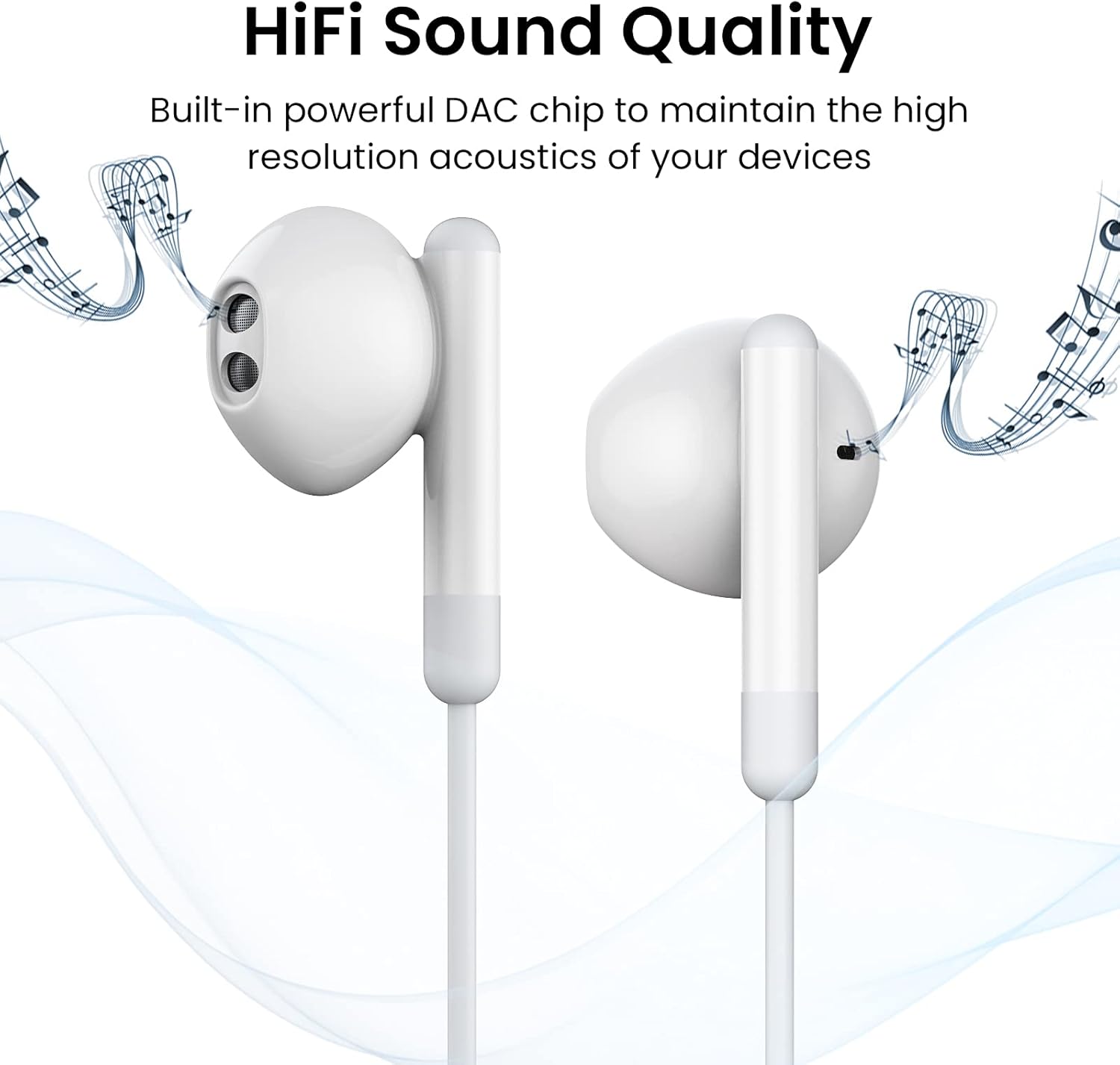 USB-C Earbuds with Mic & Volume Control for iPhone & Samsung