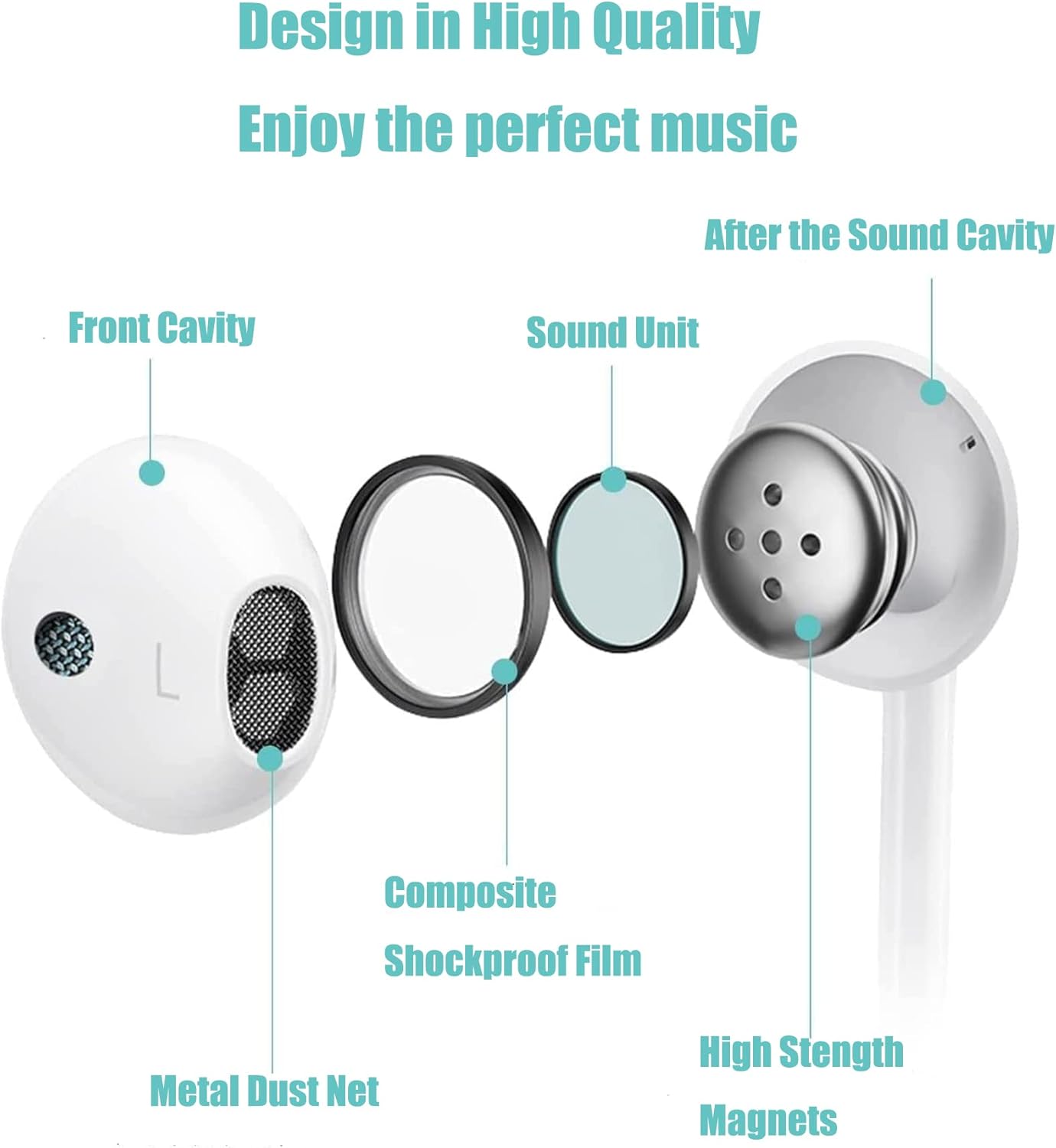 Apple MFi Certified 2 Pack Lightning iPhone Wired Earbuds Earphones 70C