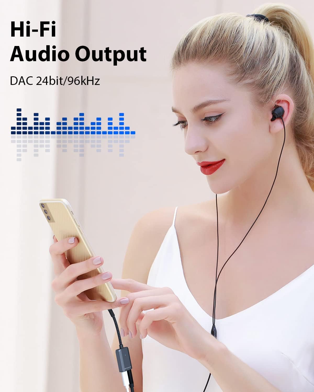 Stouchi USB-C to 3.5mm Adapter with 30W Fast Charging Hi-Res DAC