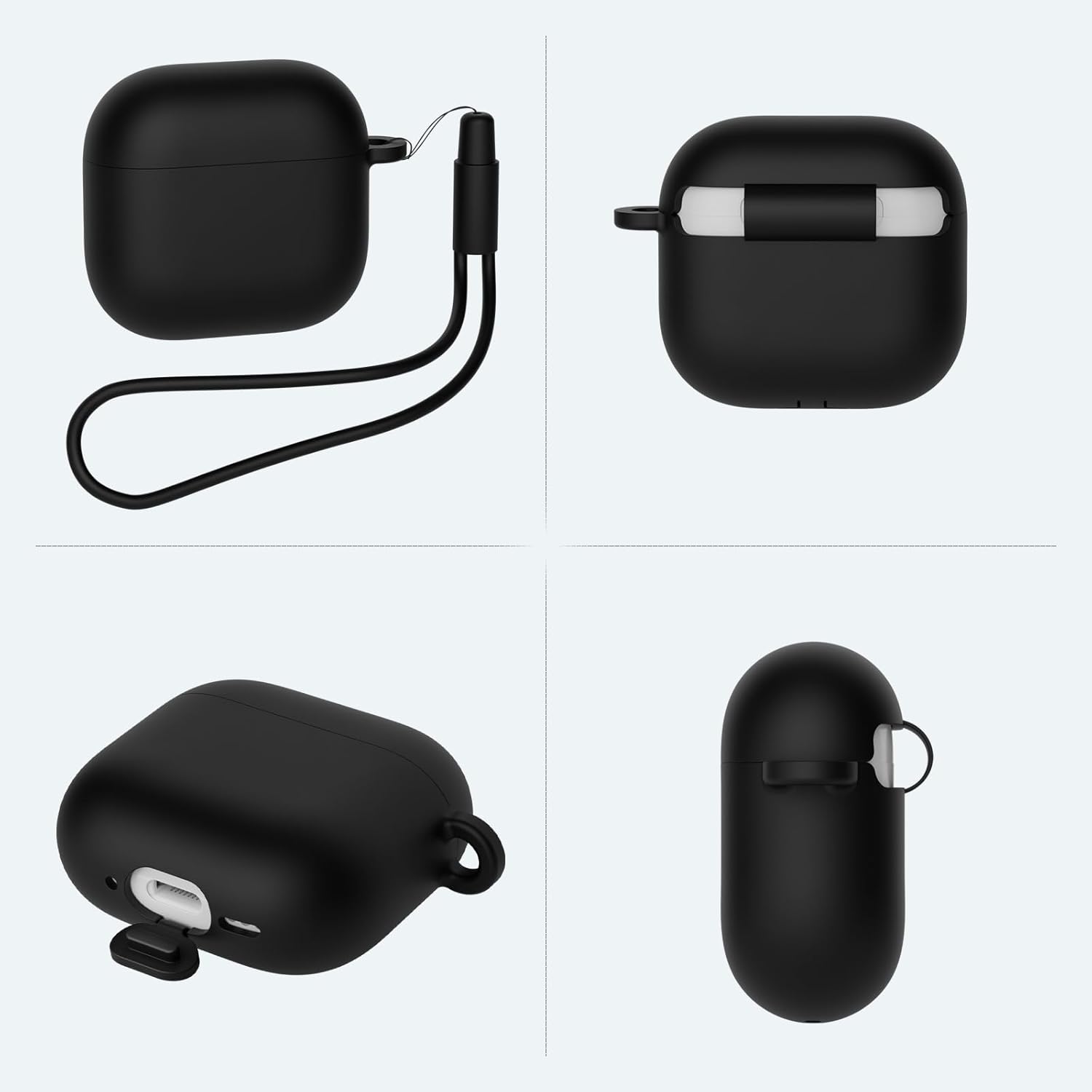 AirPods 4 Case Cover with Cleaner Kit, Soft Silicone Shockproof Black Case