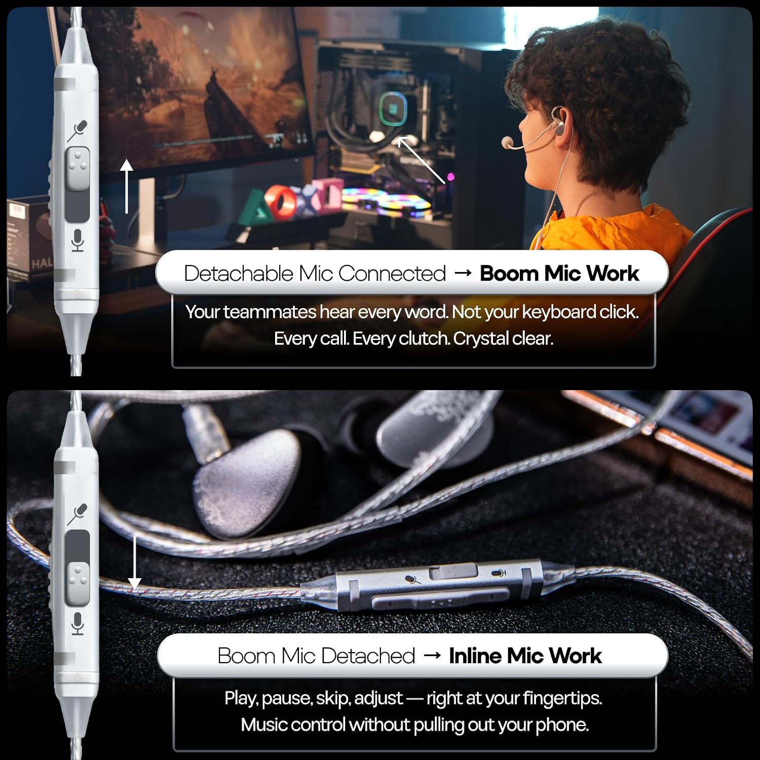 Kiwi Ears S-Link Type-C IEM Cable with DAC DSP Dual Mic 1.2m