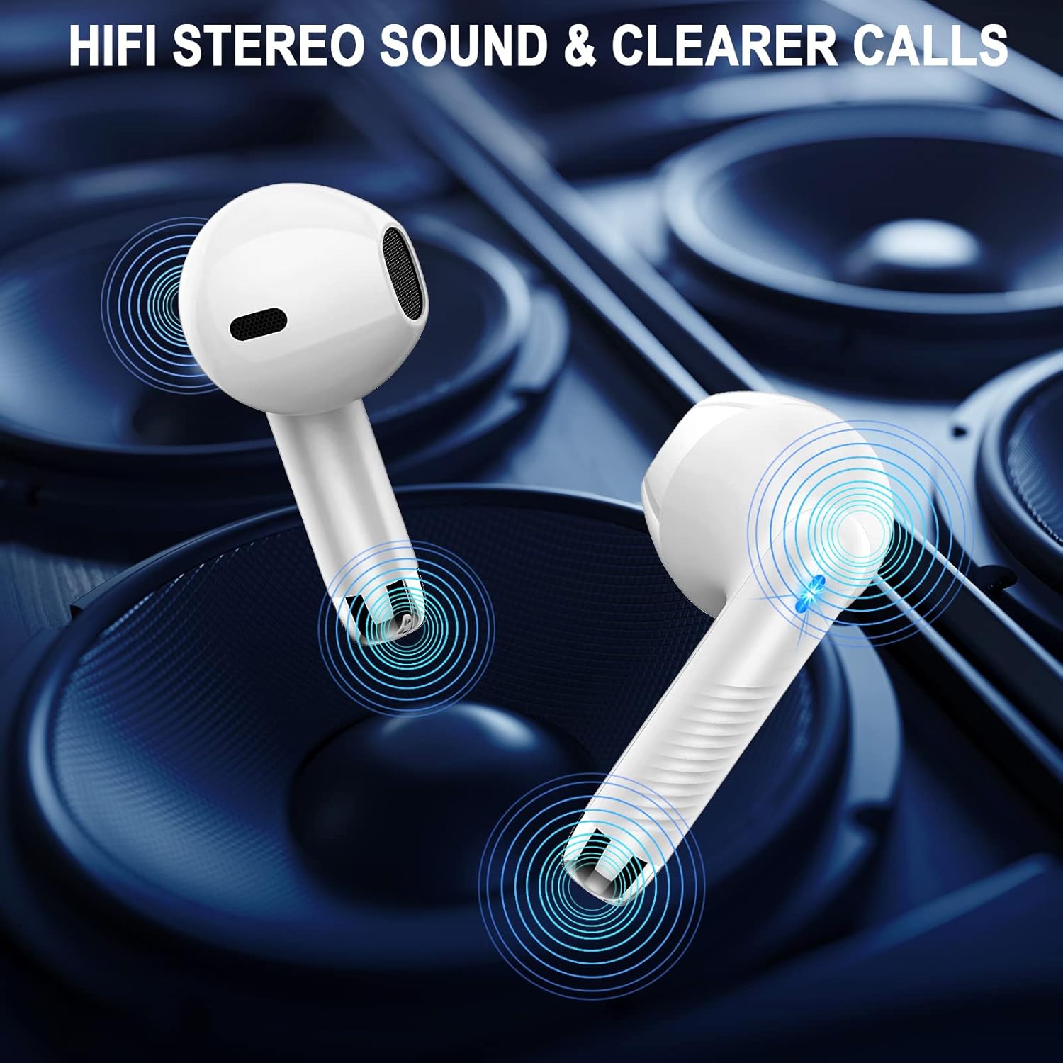 Wireless Bluetooth 5.4 Earbuds with ENC Noise Cancelling Mic, 40H Playtime, HiFi Stereo, Deep Bass, IP7 Waterproof, Fast USB-C Charge