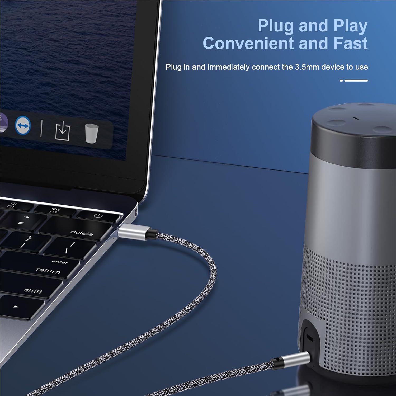Sidpro USB-C to 3.5mm Aux Cable 1M for Car Audio & Headphones