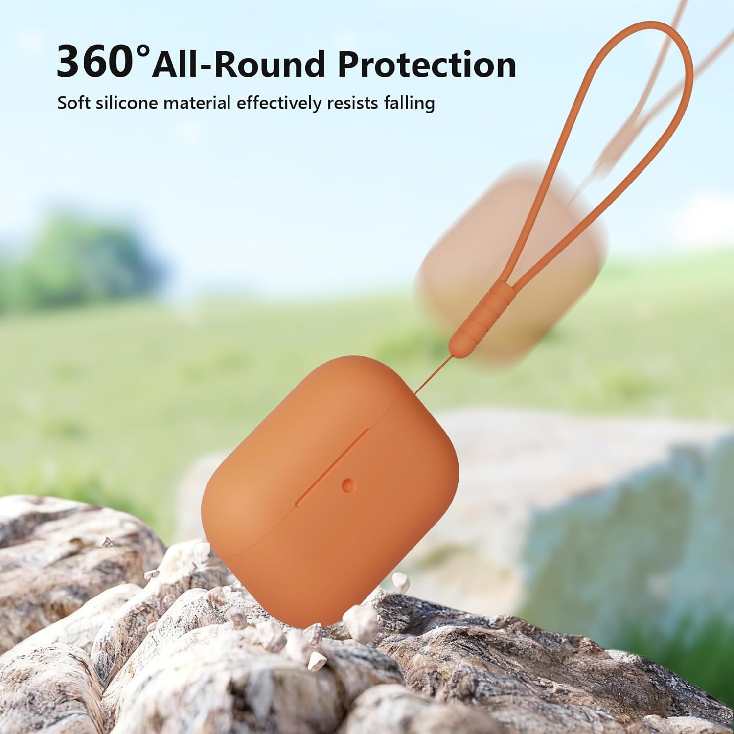 AirPods Pro 3 Case Silicone Cover with Lanyard & Cleaner Kit Orange