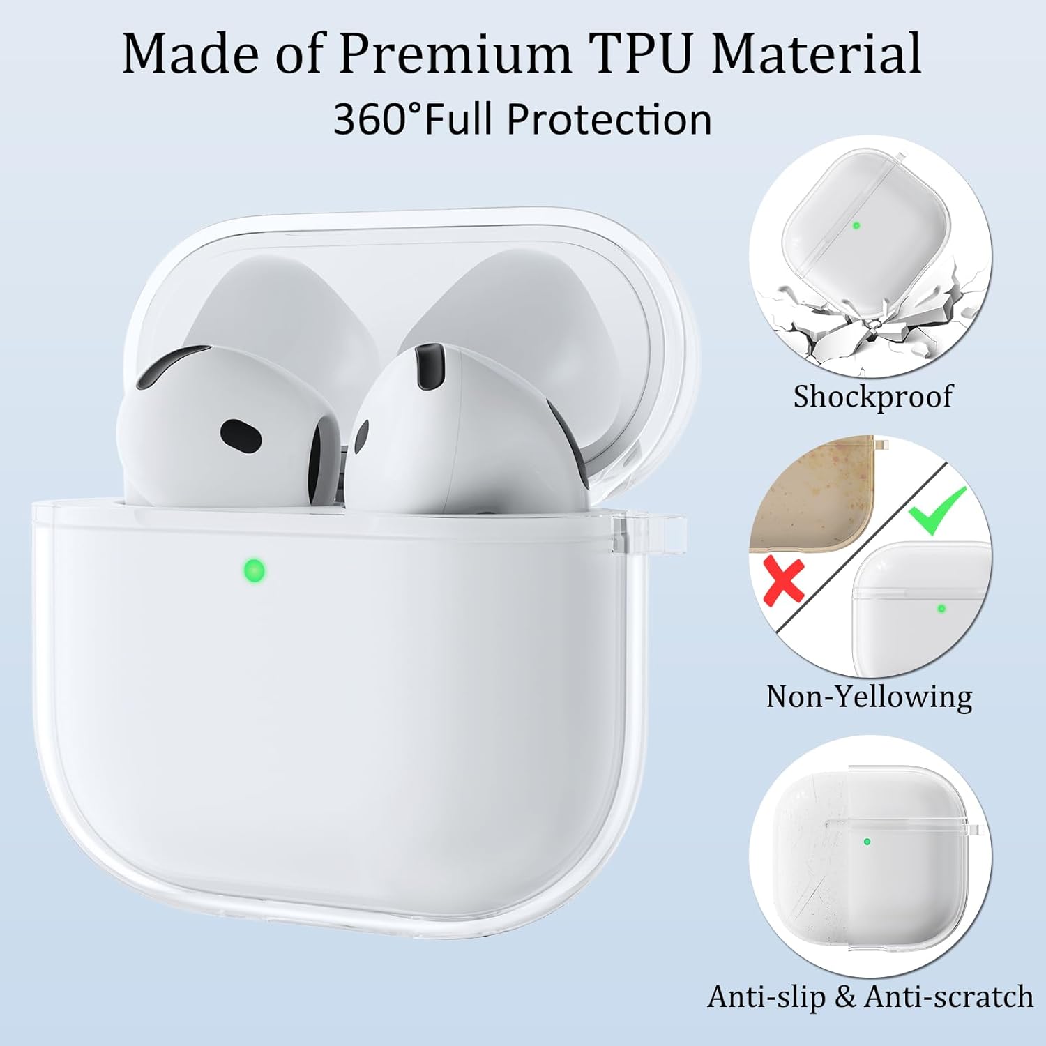 AirPods 4 Clear Silicone Case 2024 with Carabiner
