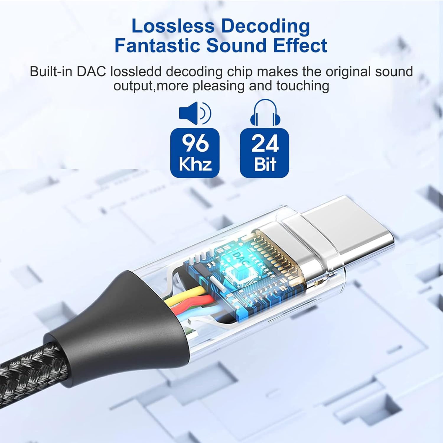 2 Pack USB-C to 3.5mm Headphone Adapter Nylon AUX Audio Cable