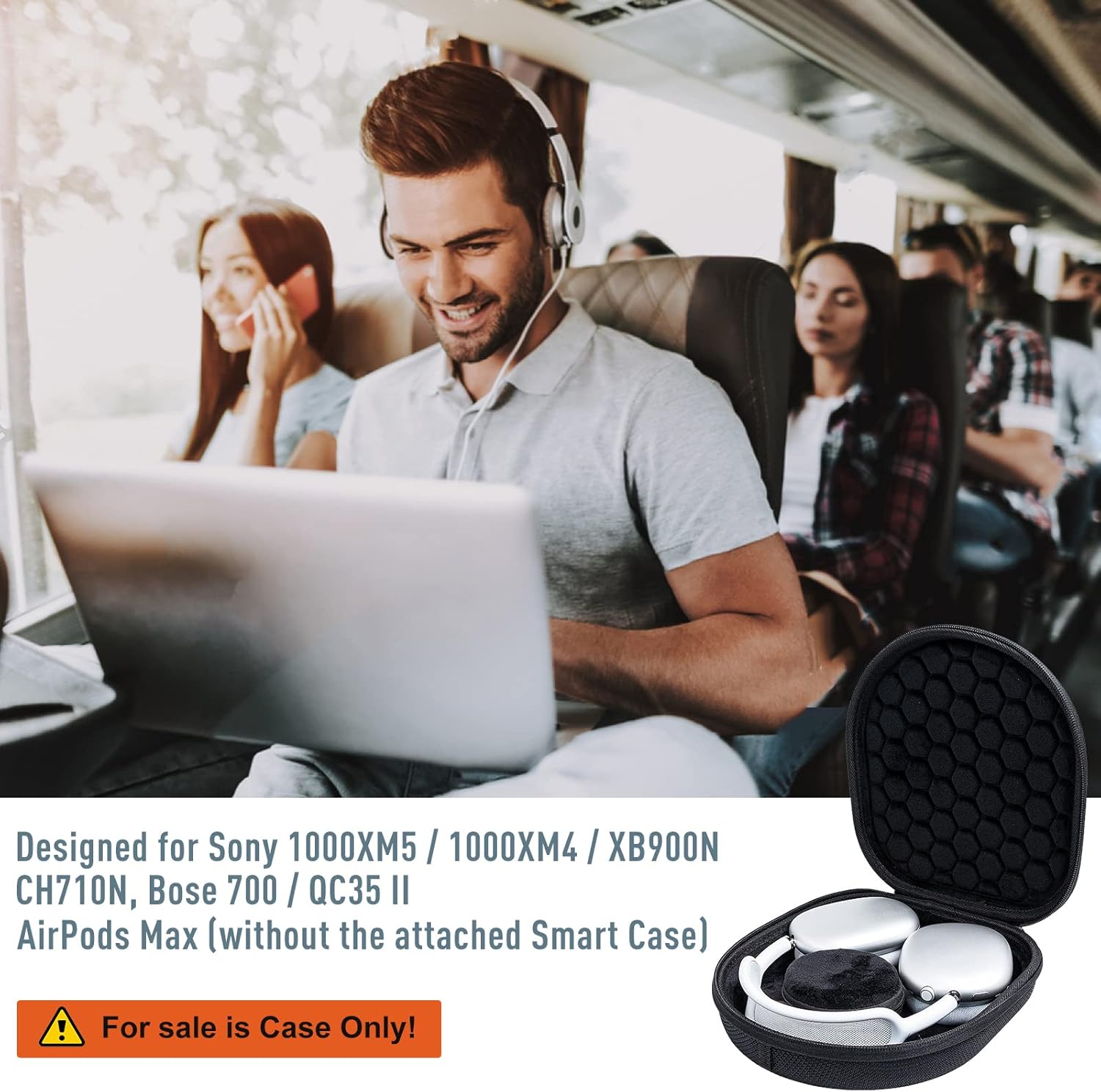 ProCase Hard Carrying Case for Sony & Bose Headphones, Black Travel Bag