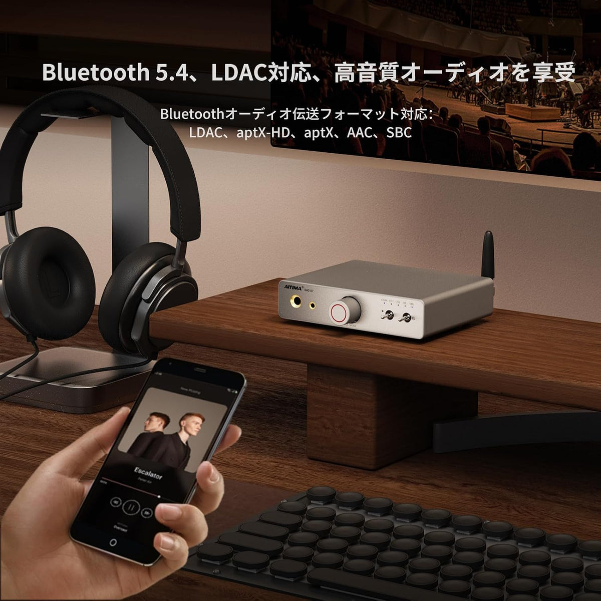 AIYIMA DACA7 ES9038Q2M Mini Bluetooth Desktop DAC Headphone Amp