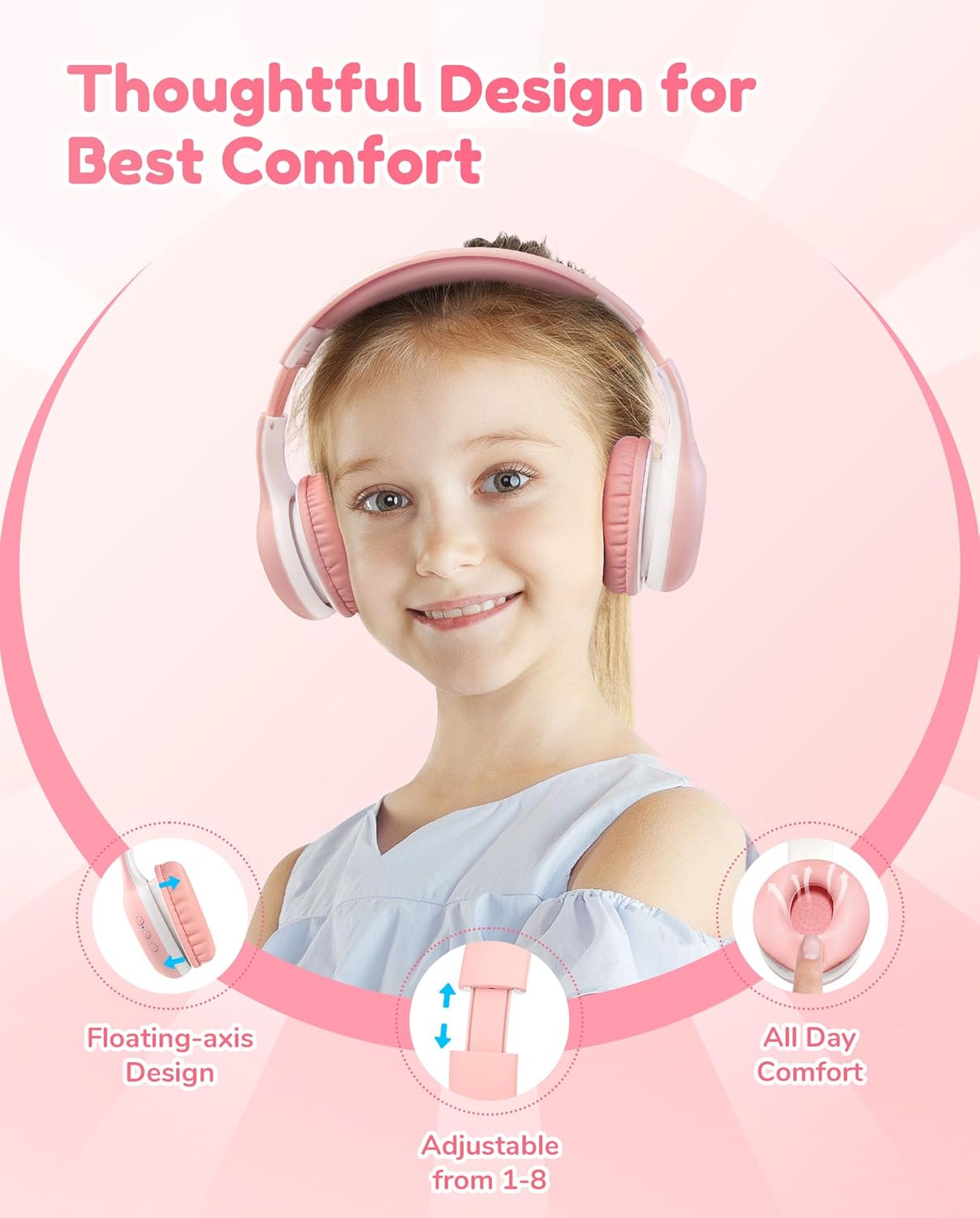 EarFun Kids Wireless Headphones, Bluetooth 5.4, 85/94dB Volume Limit X