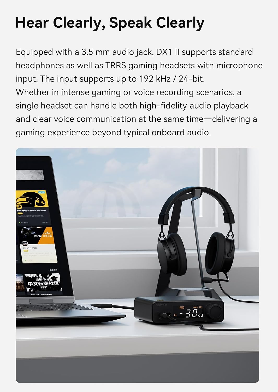 TOPPING DX1 II Gaming DAC Headphone Amp 4.4mm Balanced USB-C