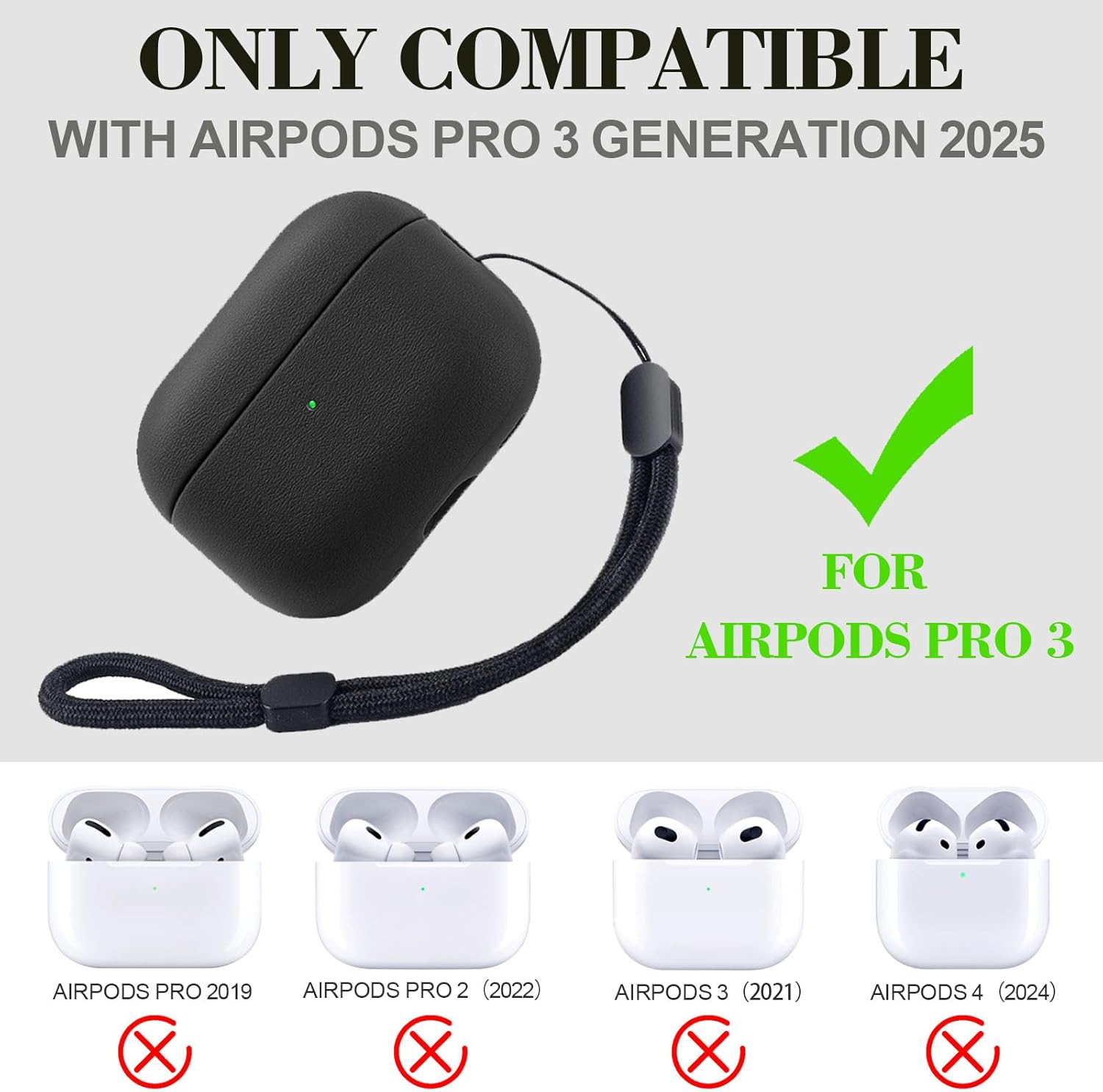 TPU AirPods Pro 3 Case with Hand Strap Textured Protective Cover