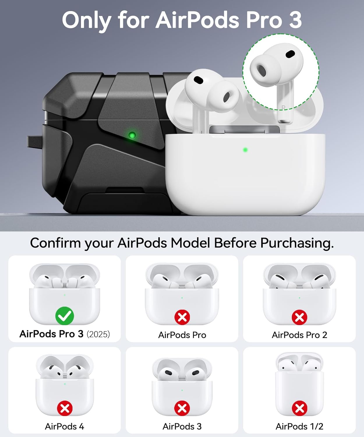AirPods Pro 3 Case 2025 Secure Lock with Stand, Cleaner & Keychain