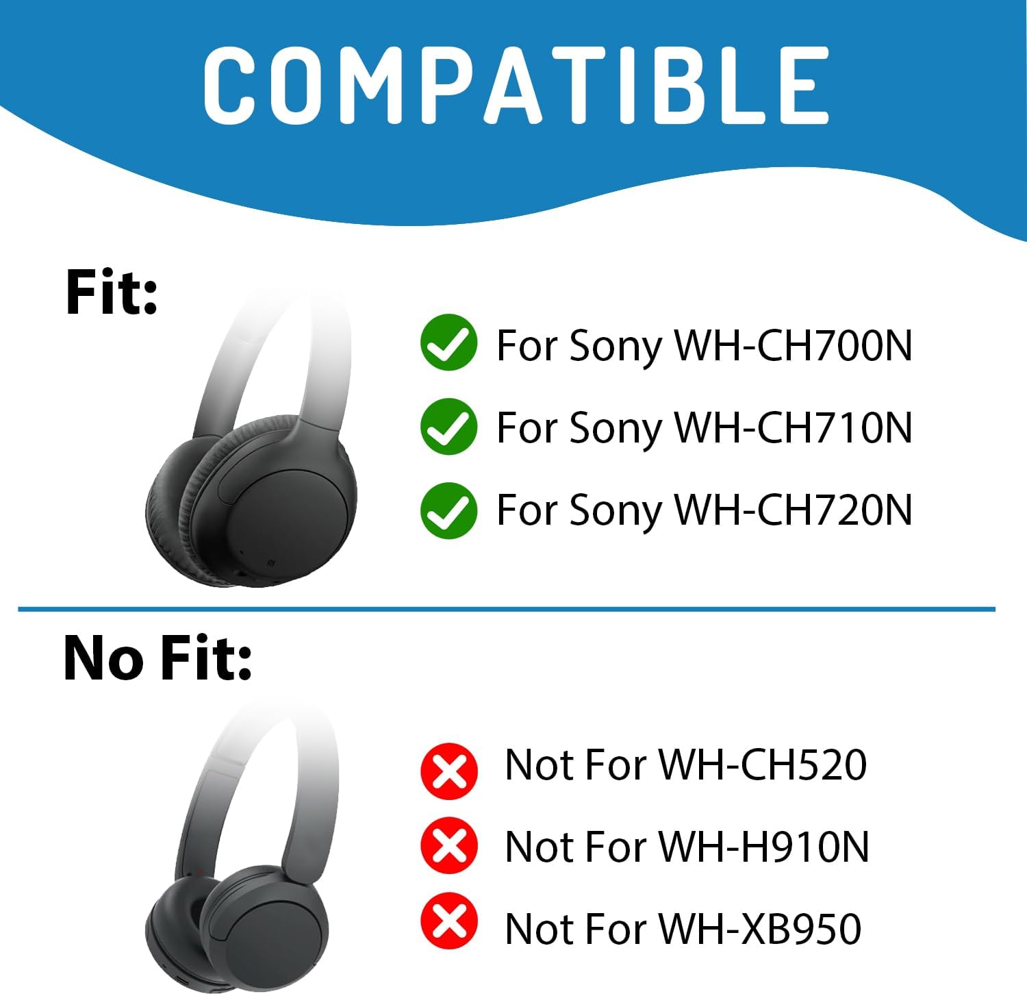Adhiper WH-CH710N Ear Pads for Sony WH-CH700N/710N/720N Black