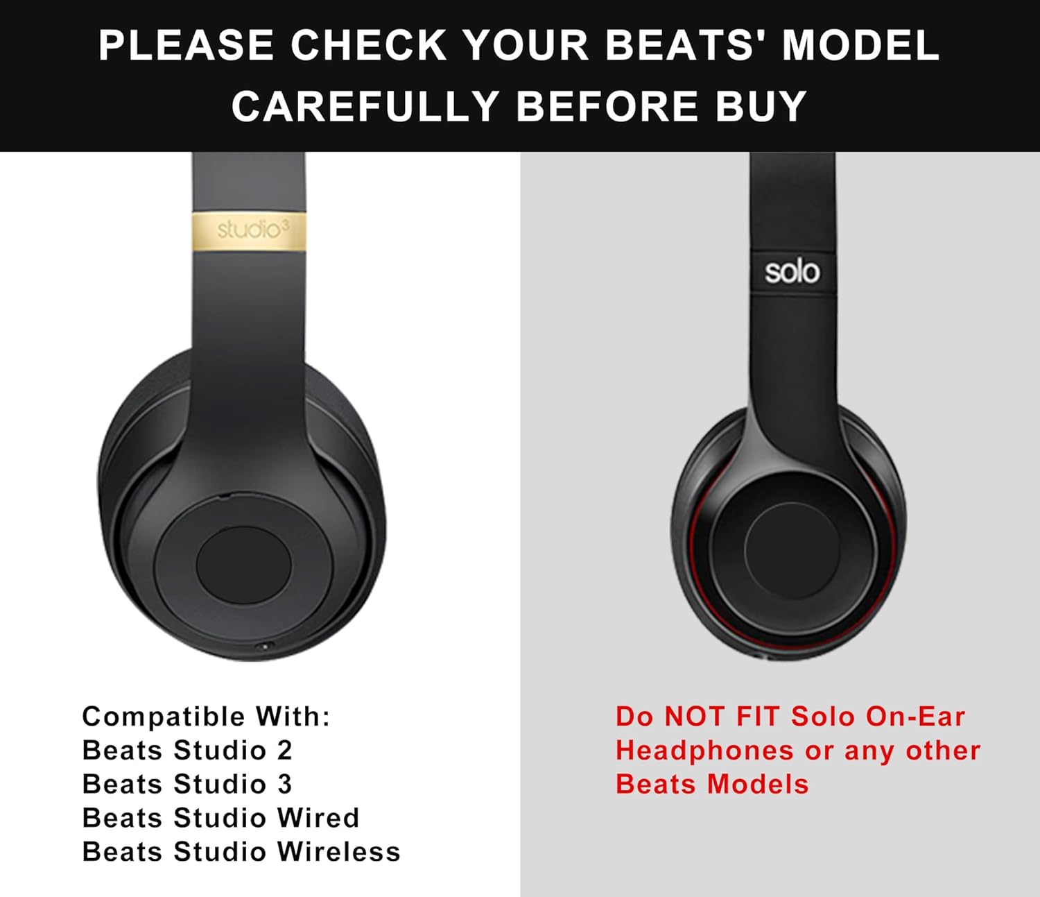 Dream Beats Studio 3 Replacement Ear Pads Memory Foam Black