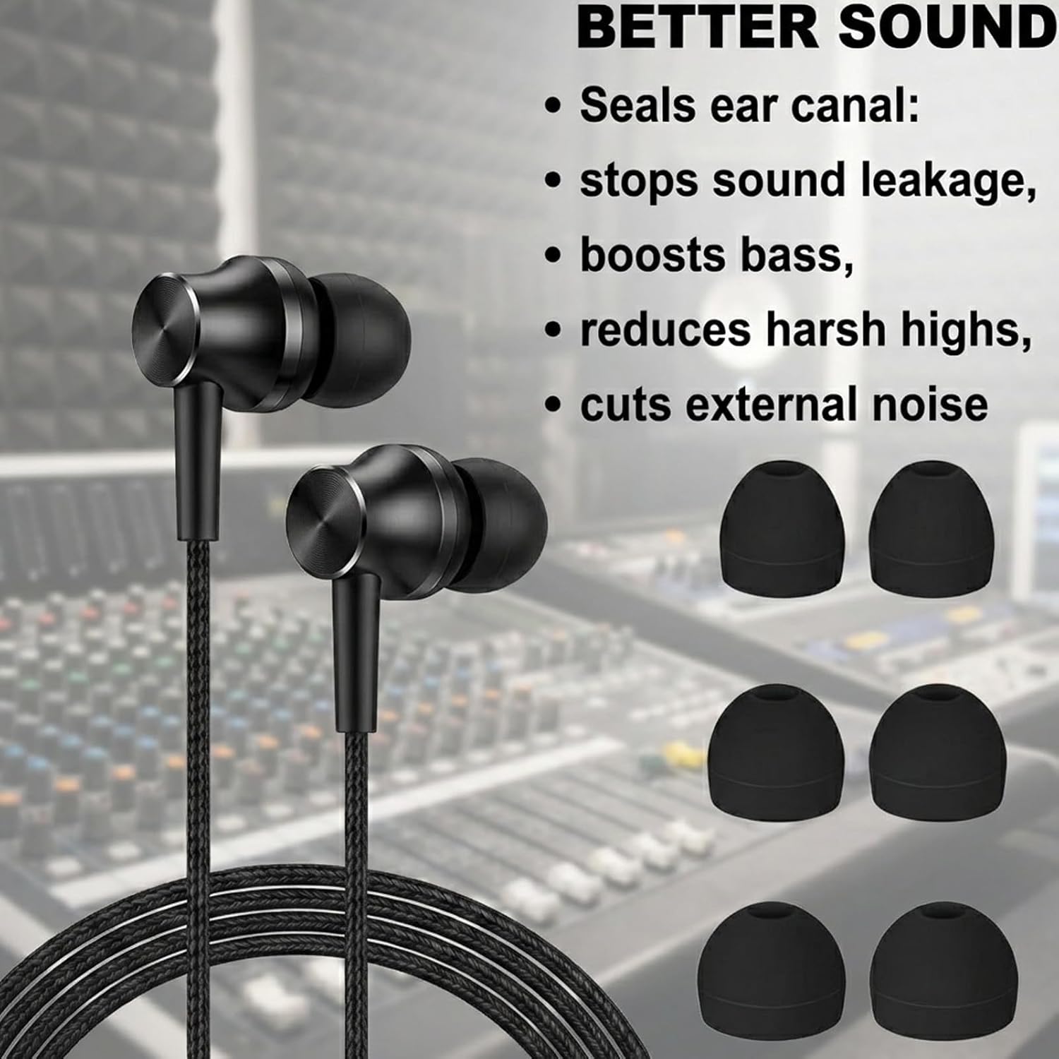 9 Pairs Silicone Replacement Earbud Tips S/M/L for In-Ear Headphones
