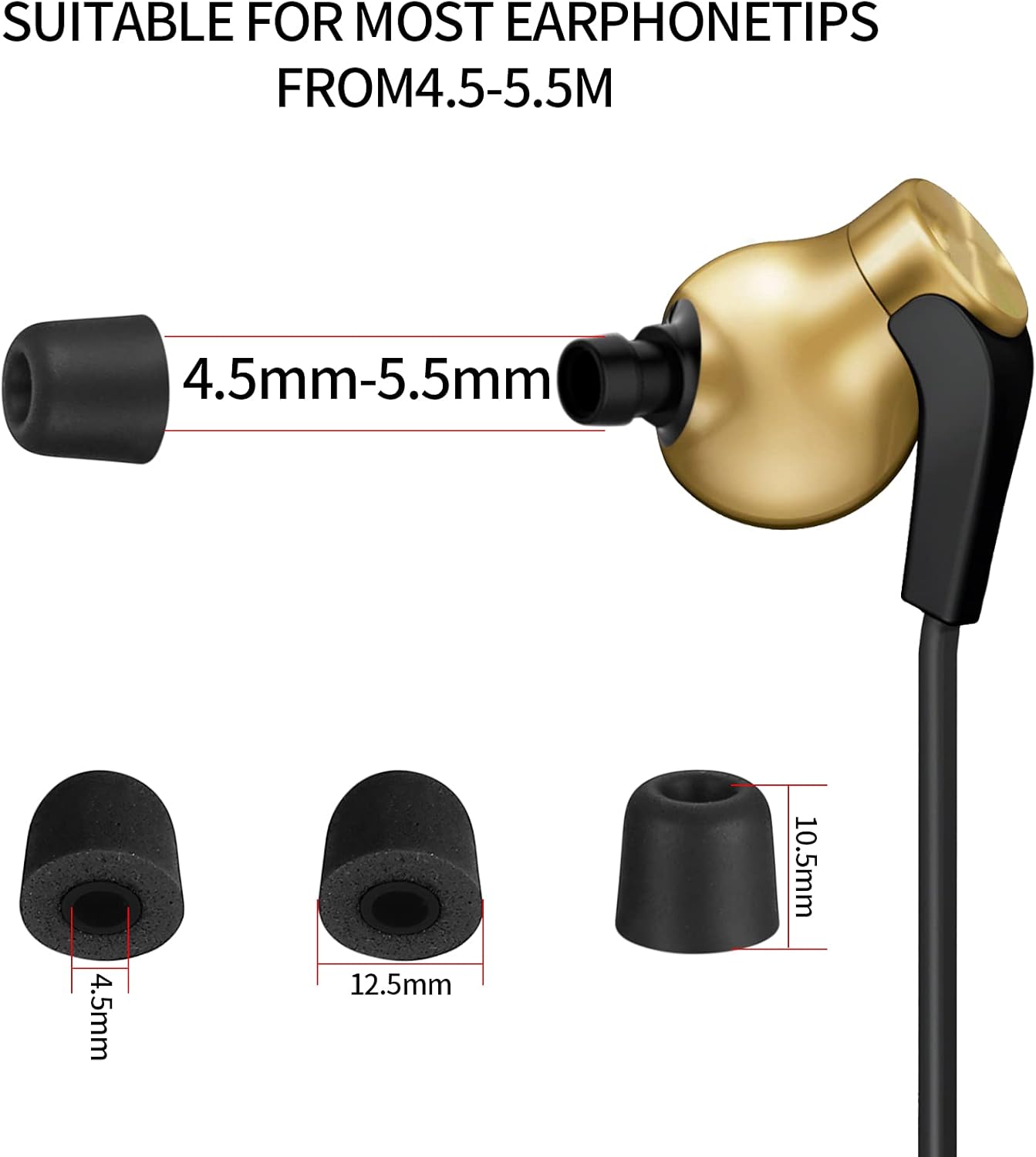 8 Pairs Memory Foam Earbud Tips 4 Colors Noise Isolation 4.5-5.5mm