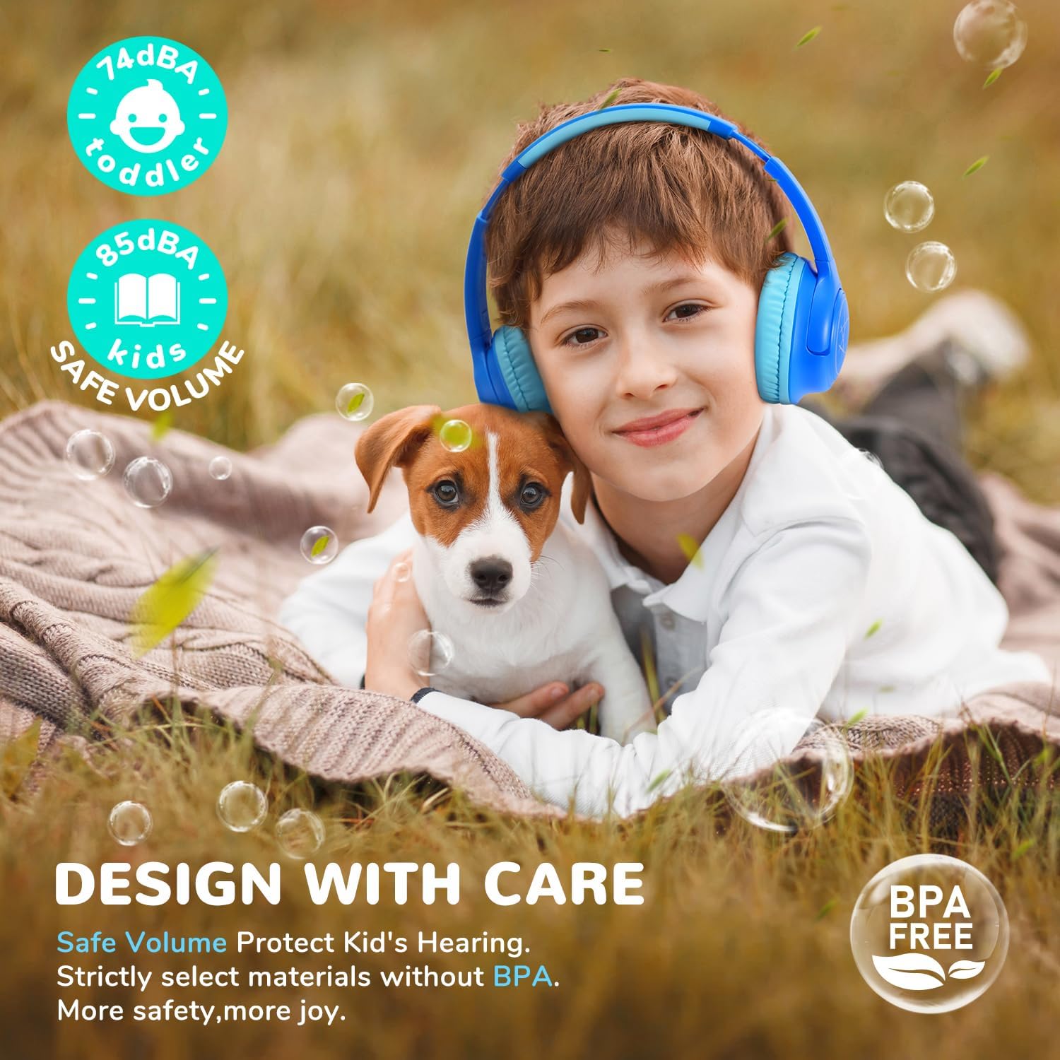 iClever Kids Wireless Headphones, Bluetooth 5.3, 43H Playtime LED
