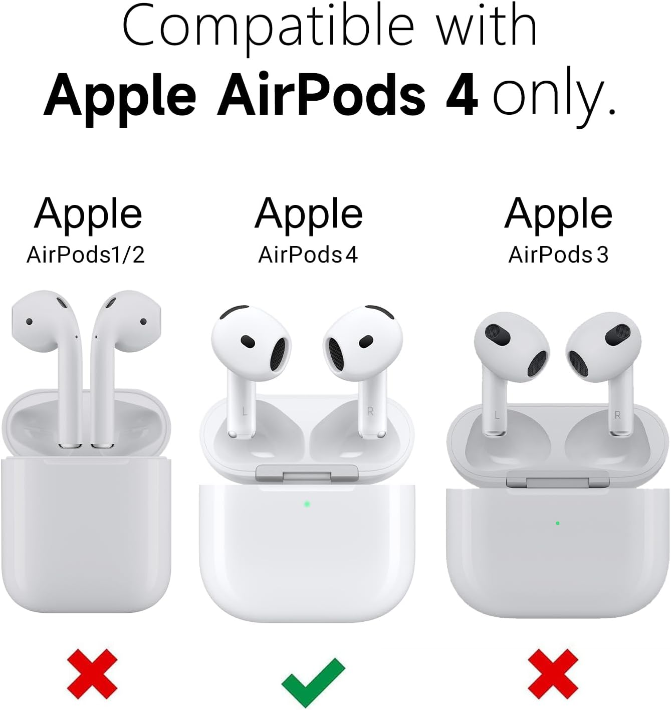 Svanove AirPods 4 Clear Case with Keychain, Transparent Cute Cover Black