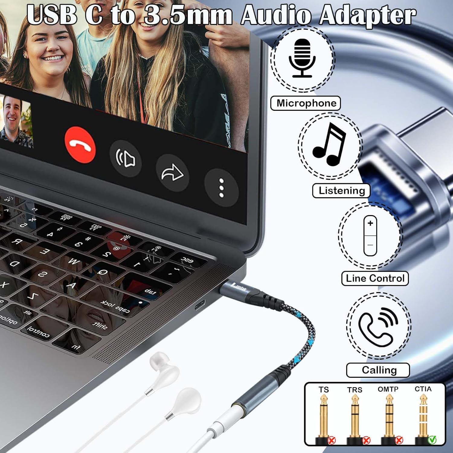 USB-C to 3.5mm Headphone Adapter Digital Audio AUX Converter Cable