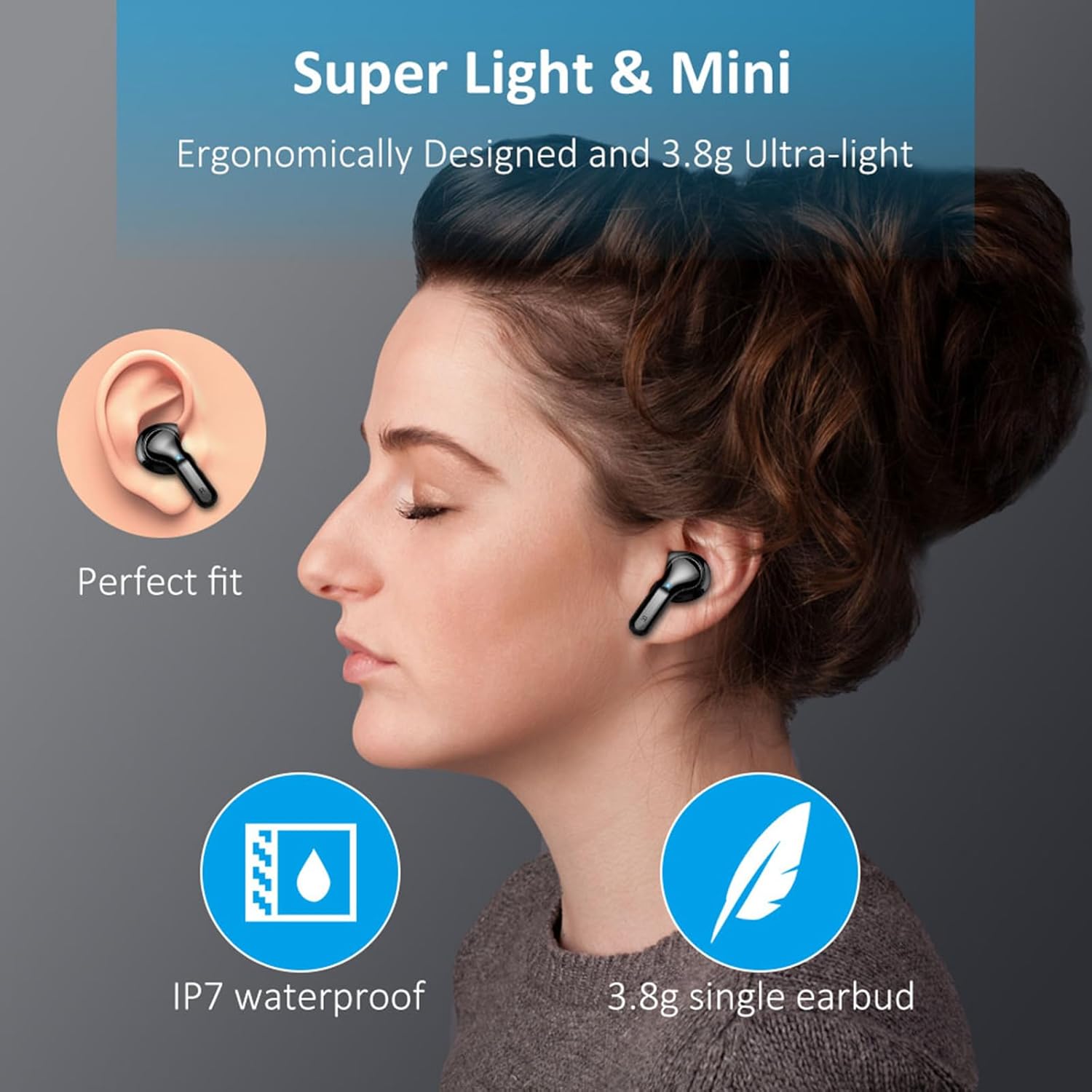 Bluetooth 5.4 Wireless Earbuds, 6D Stereo, 50H Playtime, ENC Mics