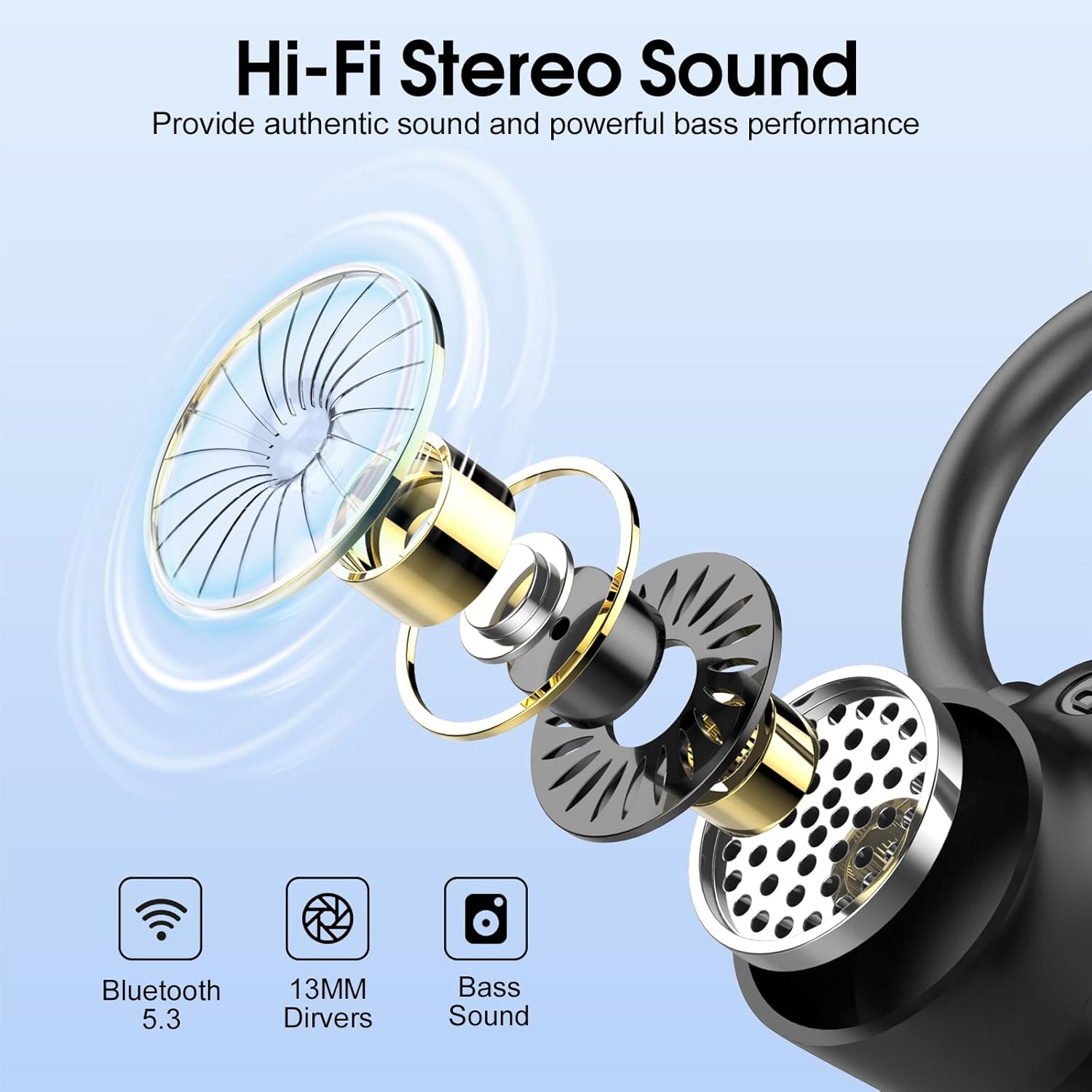 Wireless Earbuds Bluetooth 5.3 ENC Mic 50H LED Display Sport IP7 Earbuds