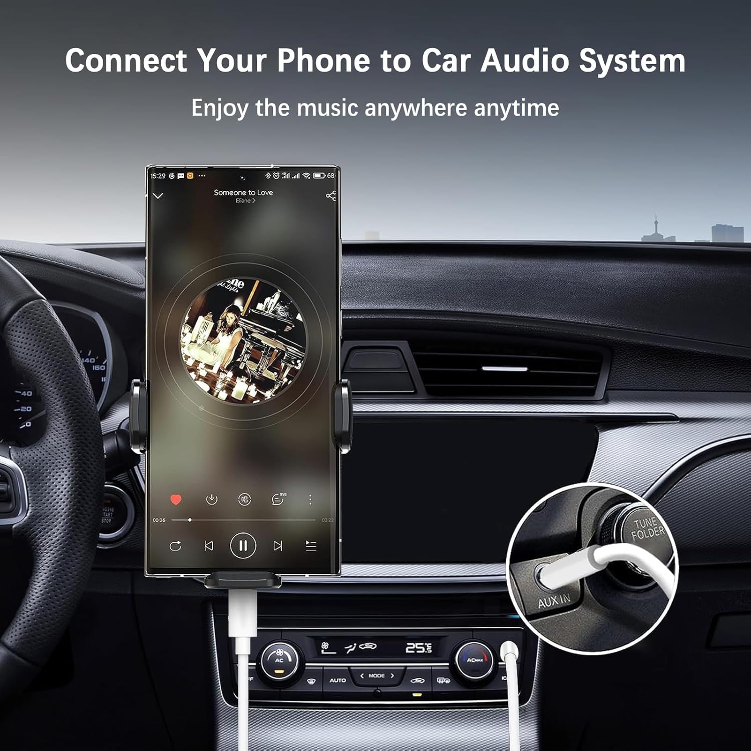 USB-C to 3.5mm Aux Cable for iPhone 16/15 & Samsung Car Audio