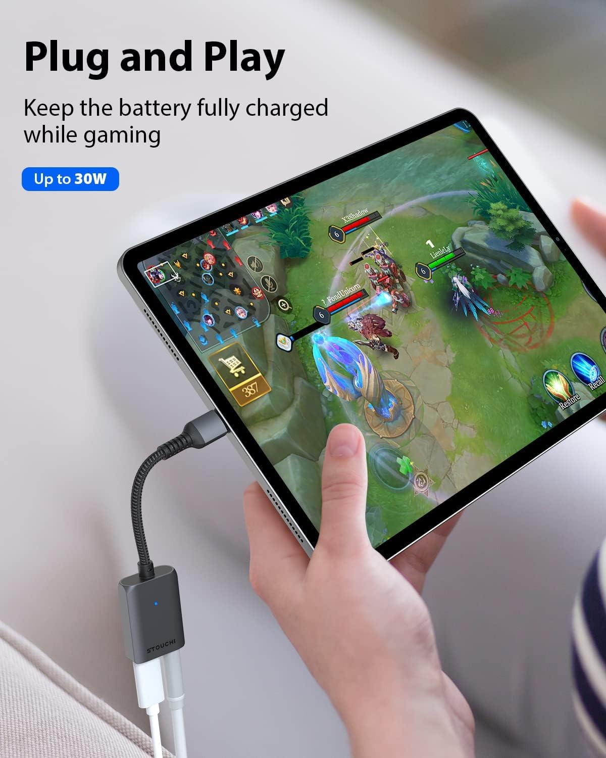 Stouchi USB-C to 3.5mm Adapter with 30W Fast Charging Hi-Res DAC