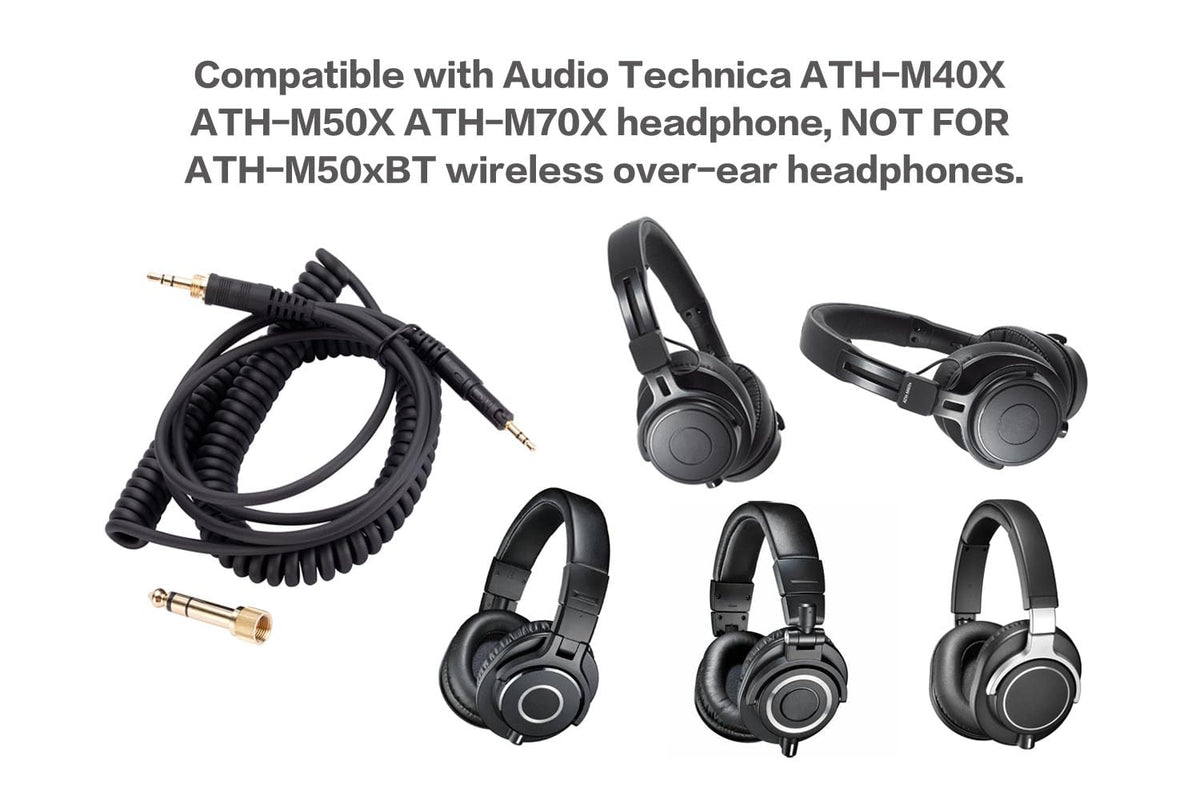 ATH-M40X M50X M70X Replacement Cable 3.5mm to 2.5mm Coiled 1.4m