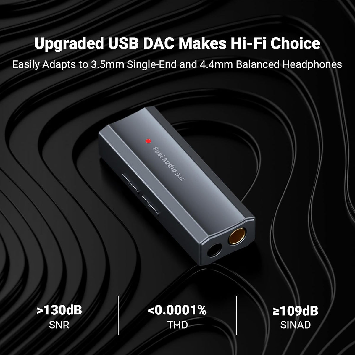 Fosi Audio DS2 USB-C DAC Headphone Amp 3.5mm 4.4mm DSD256