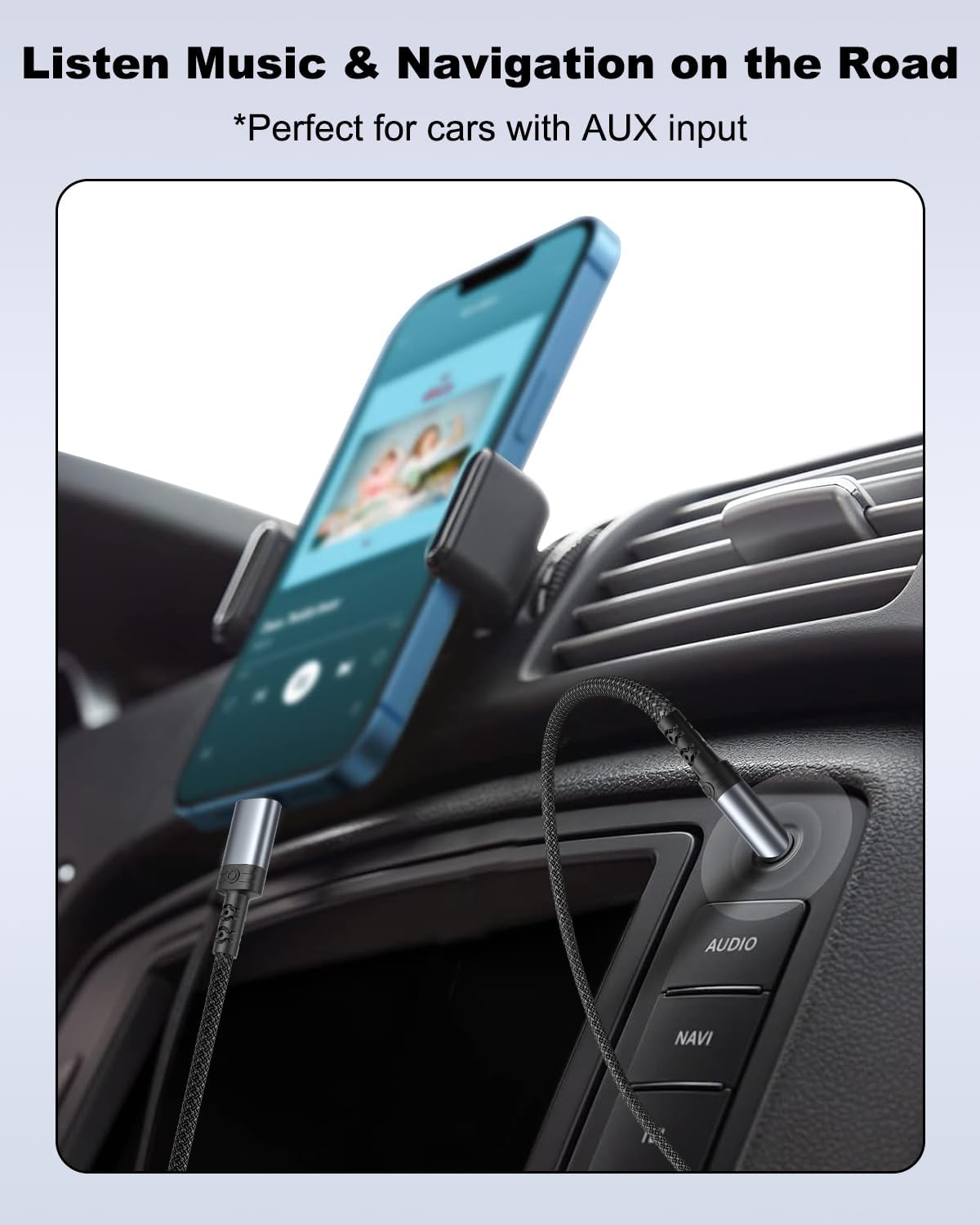 USB C to AUX Cable 1M, Nylon Type-C to 3.5mm Audio Cable for Car
