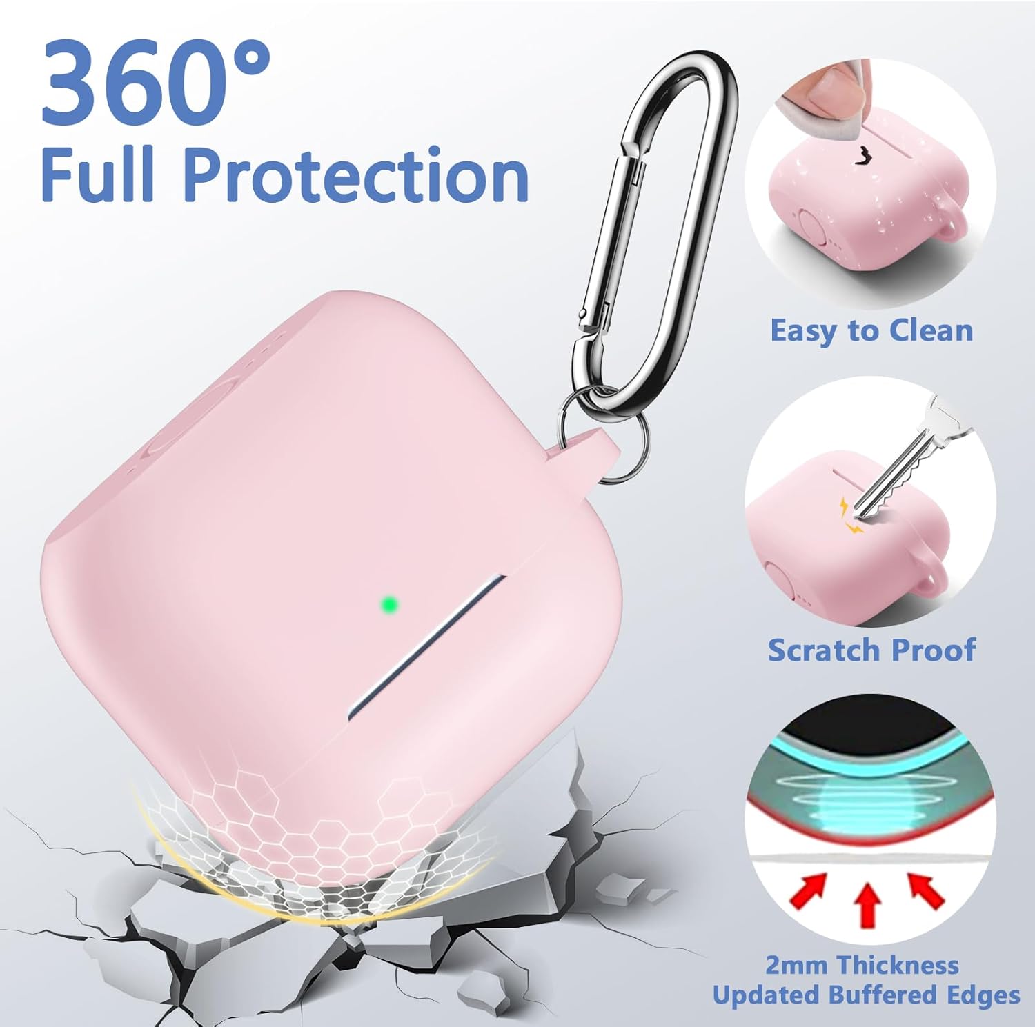 AirPods 4 Silicone Case with Carabiner & Cleaner Kit, Pink