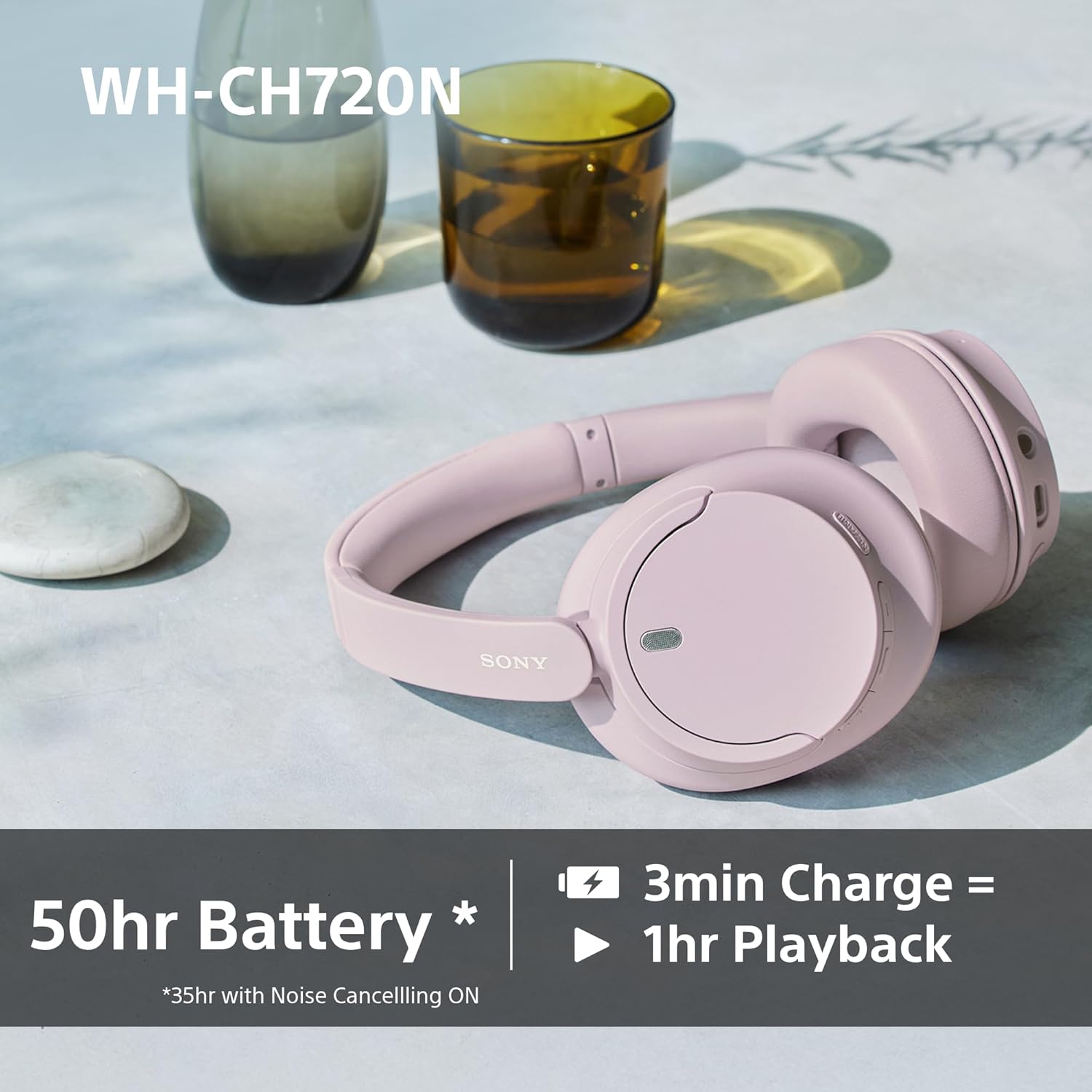 Sony WH-CH720N Wireless Noise Cancelling Headphones 35H Battery Lightweight Black