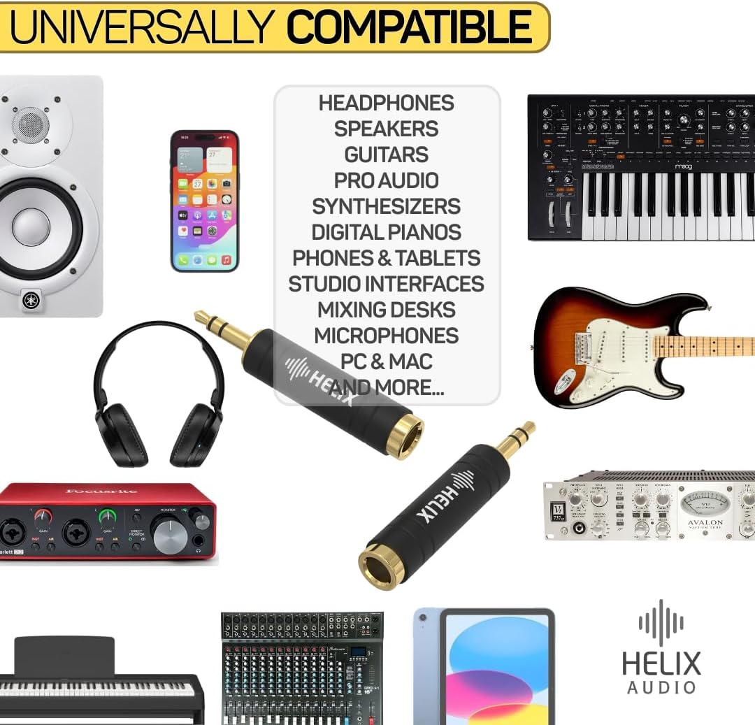 6.35mm to 3.5mm Headphone Adapter, Gold-Plated Stereo Jack Converter