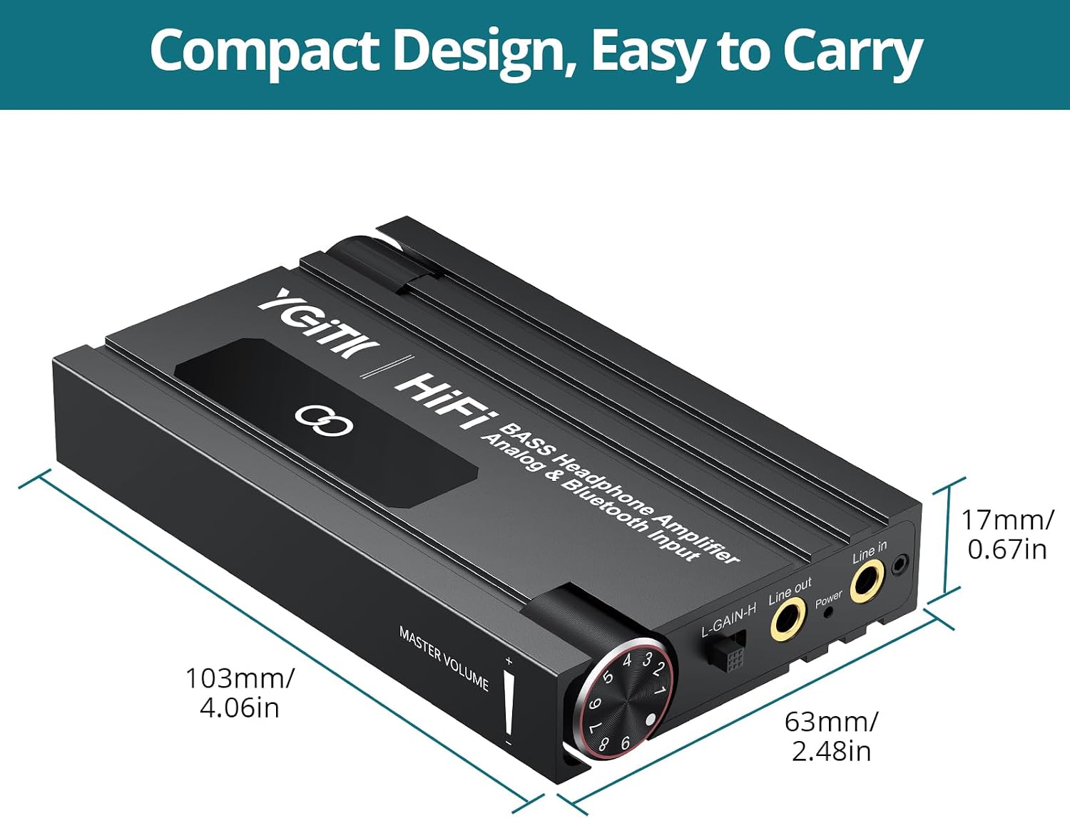 16-600Ω Bluetooth Headphone Amplifier with Bass Boost for Mac & iPad