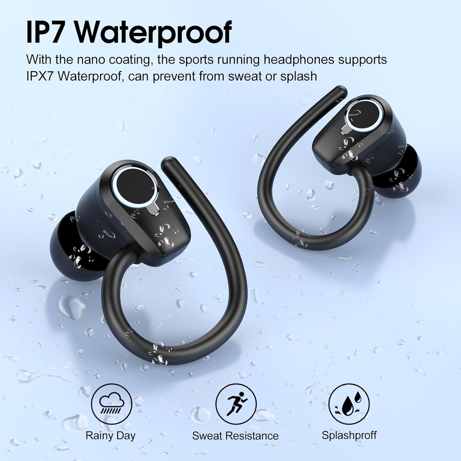 Wireless Earbuds Bluetooth 5.3 ENC Mic 50H LED Display Sport IP7 Earbuds