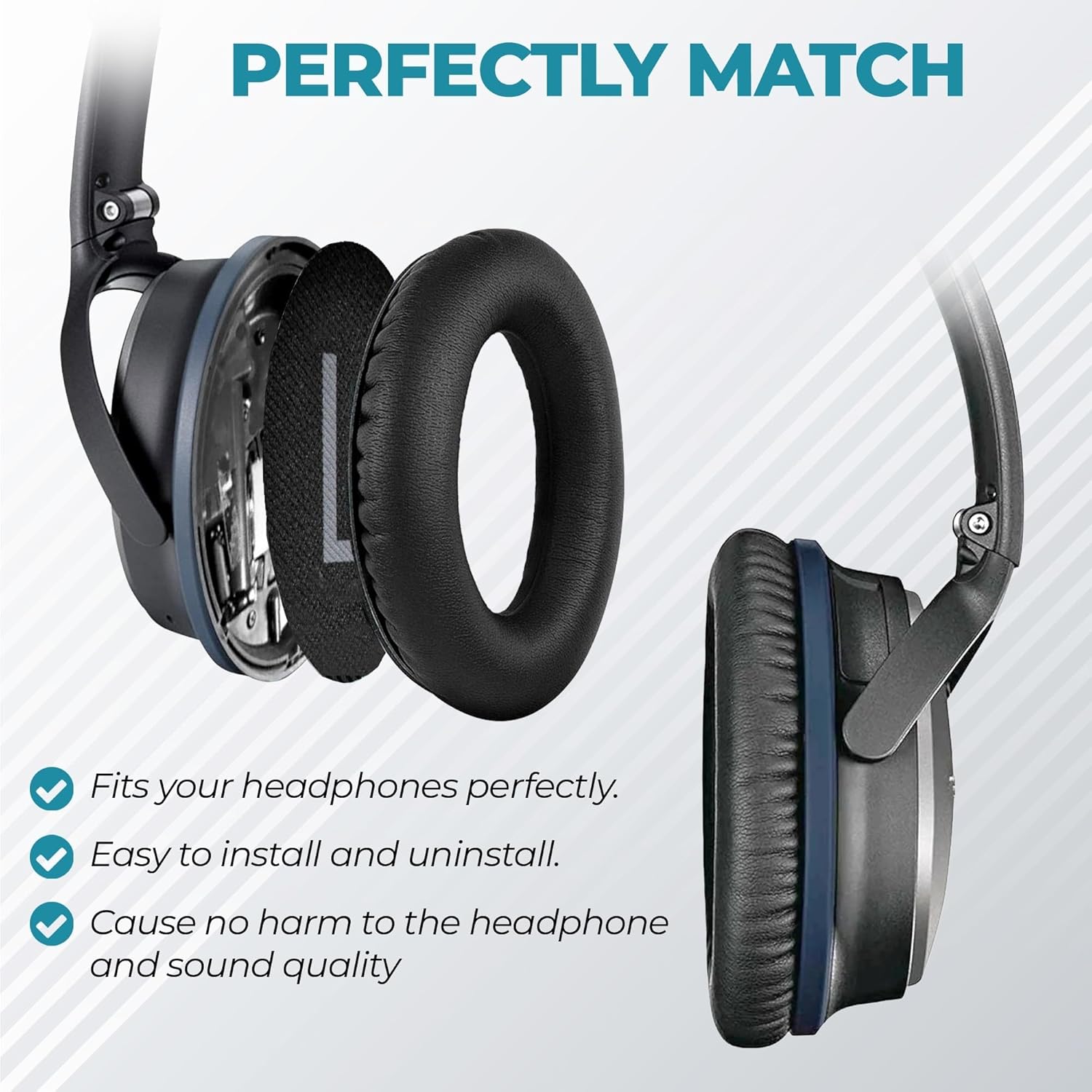 Replacement Ear Pads for Bose NC700 Softer PU Leather Memory Foam