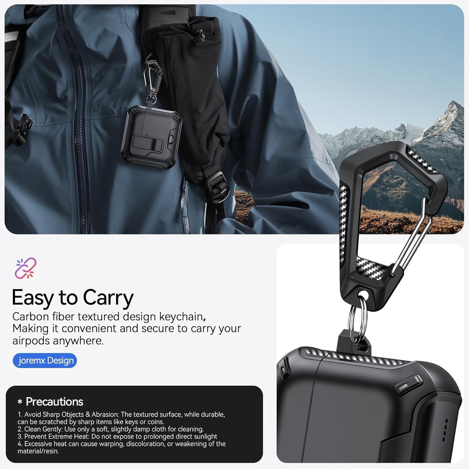 AirPods 4 Carbon Fiber Case with Phone Stand & Cleaning Pen Black