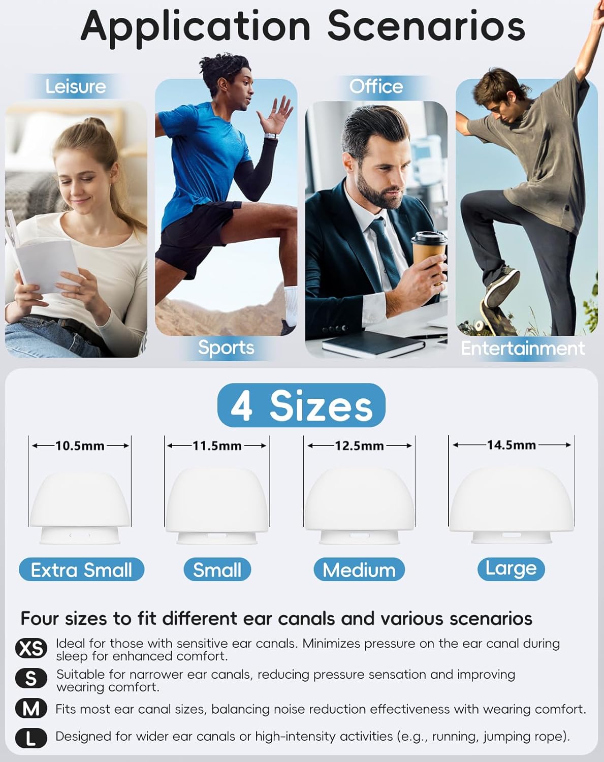 Replacement Ear Tips for AirPods Pro 1/2, XS-S-M-L with Cleaning Kit Box