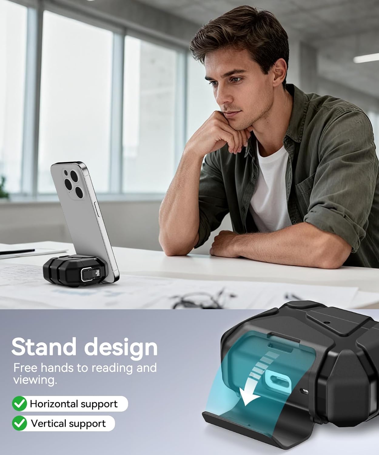 AirPods Pro 3 Case 2025 Secure Lock with Stand, Cleaner & Keychain