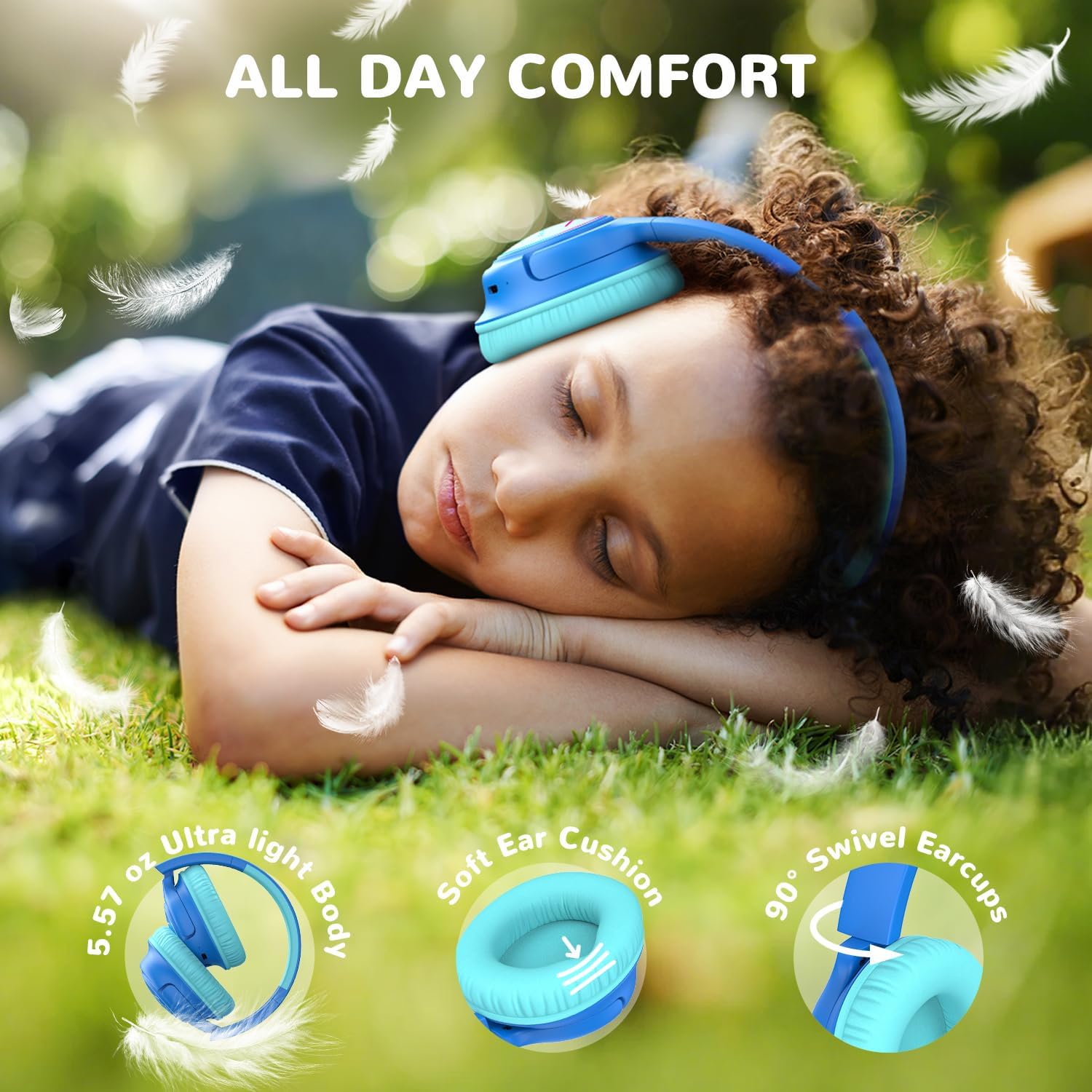 iClever Kids Wireless Headphones, Bluetooth 5.3, 43H Playtime LED
