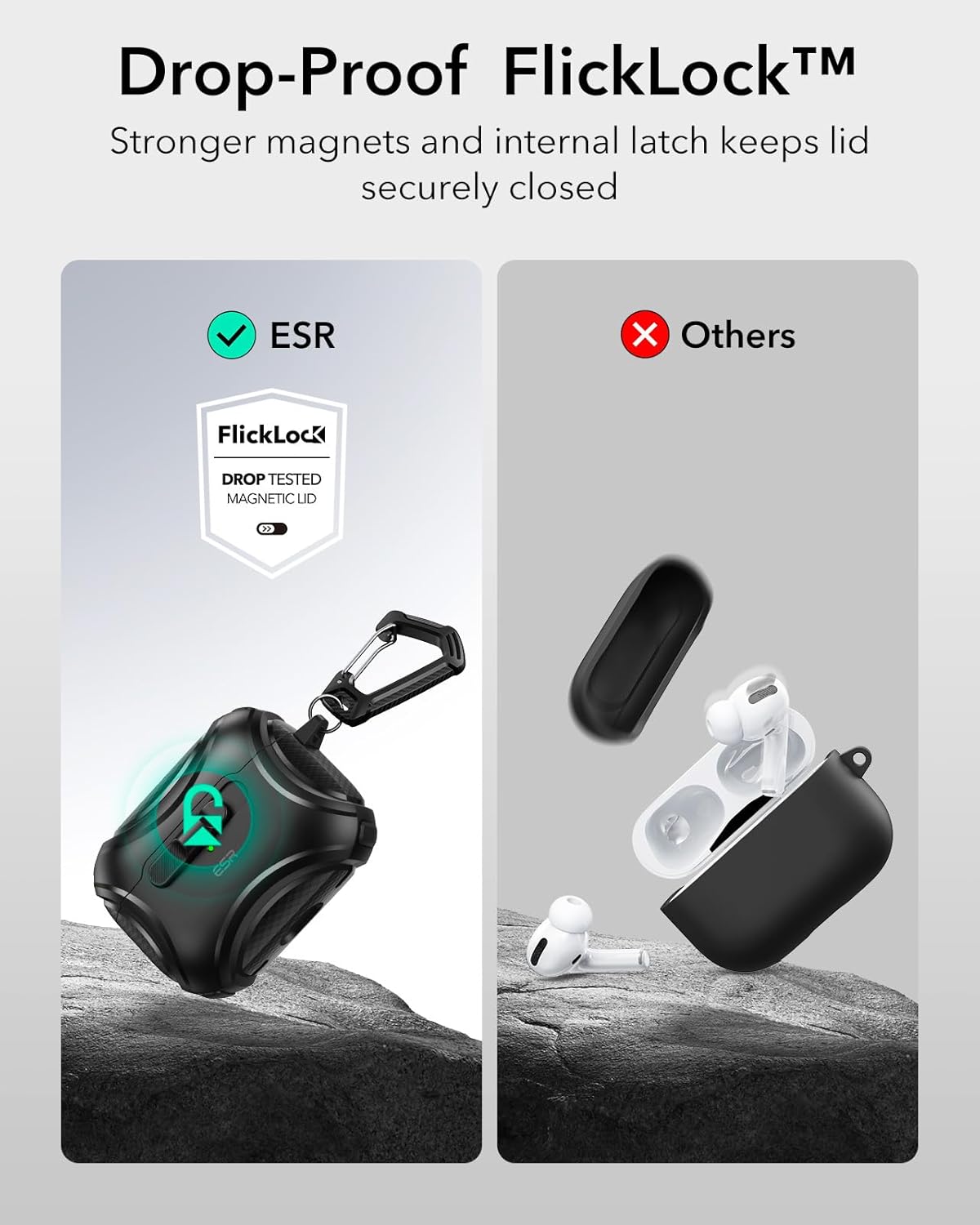 ESR AirPods Pro 2 Case MagSafe Lock Shockproof Black 2023