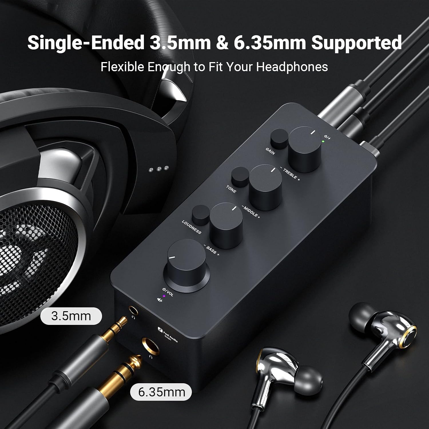 Fosi Audio SK01 Portable Class A Headphone Amp EQ Bass Treble Control