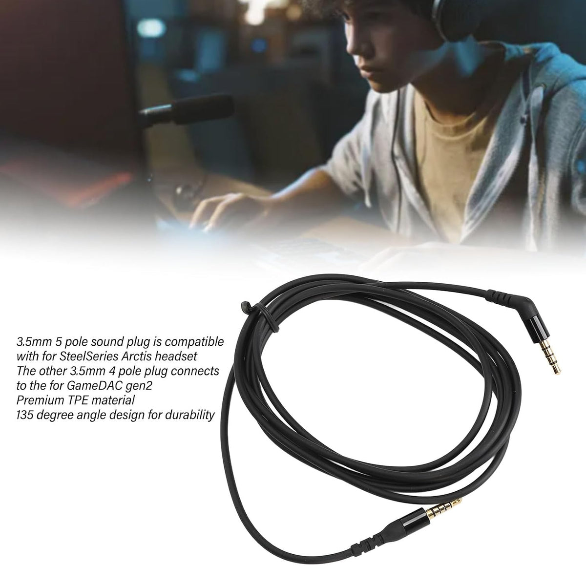 Replacement Audio Cable for SteelSeries Arctis Nova 7 Nova Pro 2m