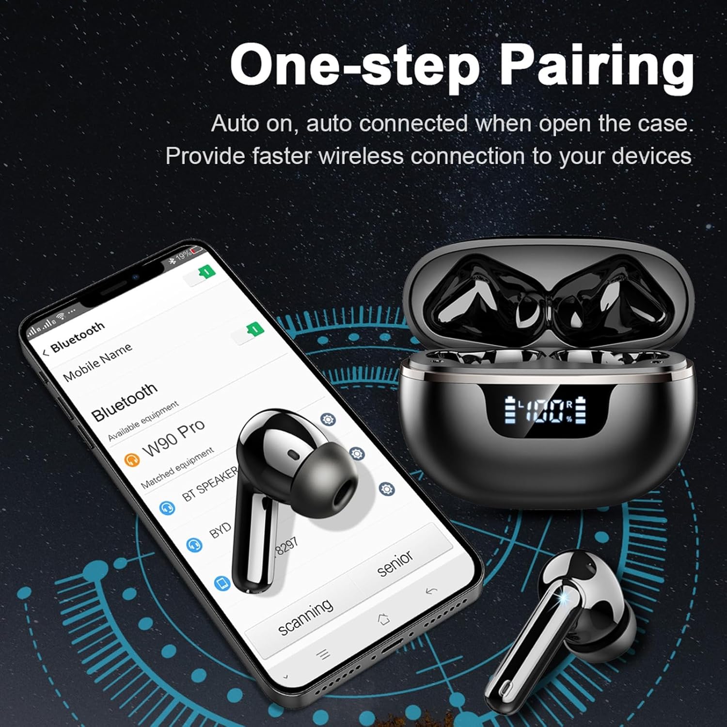 Bluetooth 5.4 Wireless Earbuds, 50H Playtime, ENC Mic, IP7 Waterproof