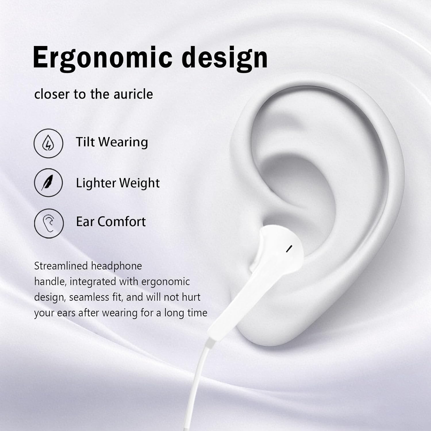In-Ear Headphones for iPhone 14/13/12 Wired Earbuds with Mic Bass
