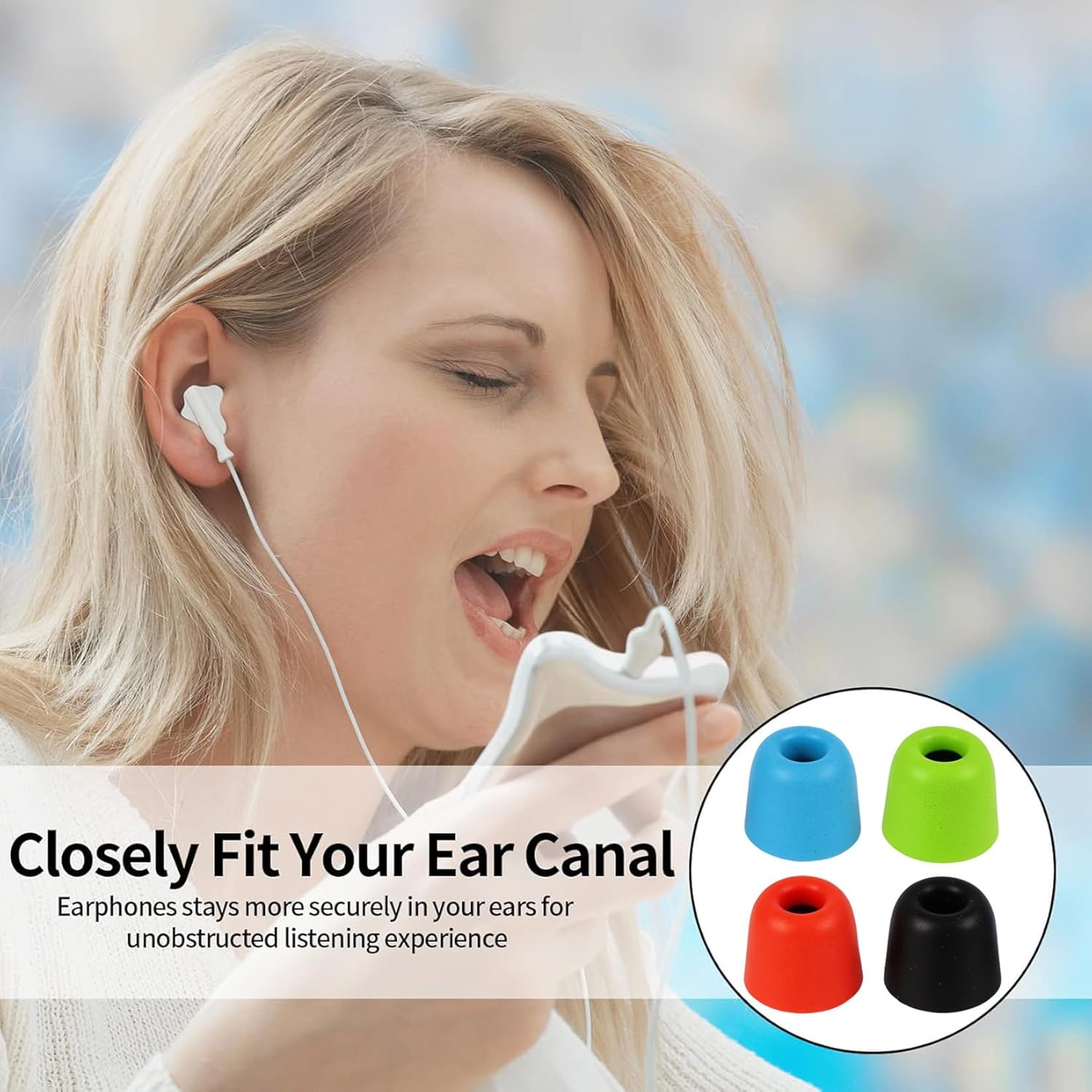 8 Pairs Memory Foam Earbud Tips 4 Colors Noise Isolation 4.5-5.5mm