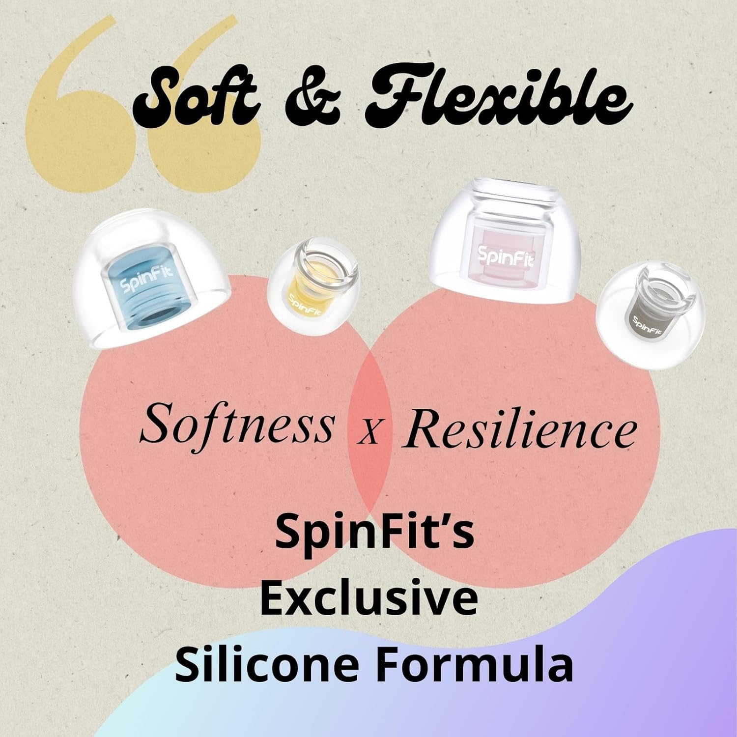 SpinFit Omni Silicone Eartips for TWS Earbuds & IEMs, M (1 Pair)